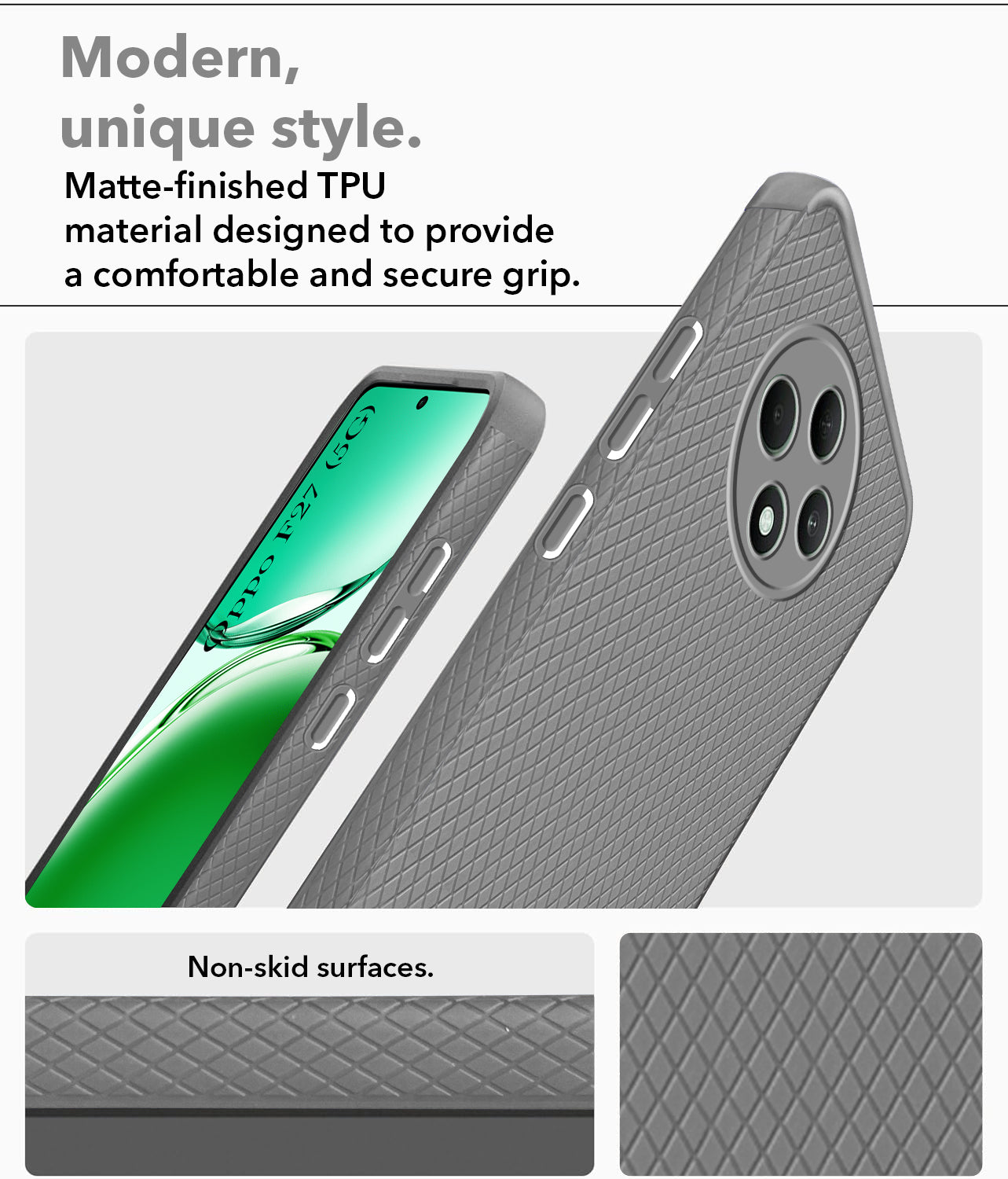 For Oppo F27 5G Back Cover Case (Liquid Silicone | Side Grip | Camera Protection)