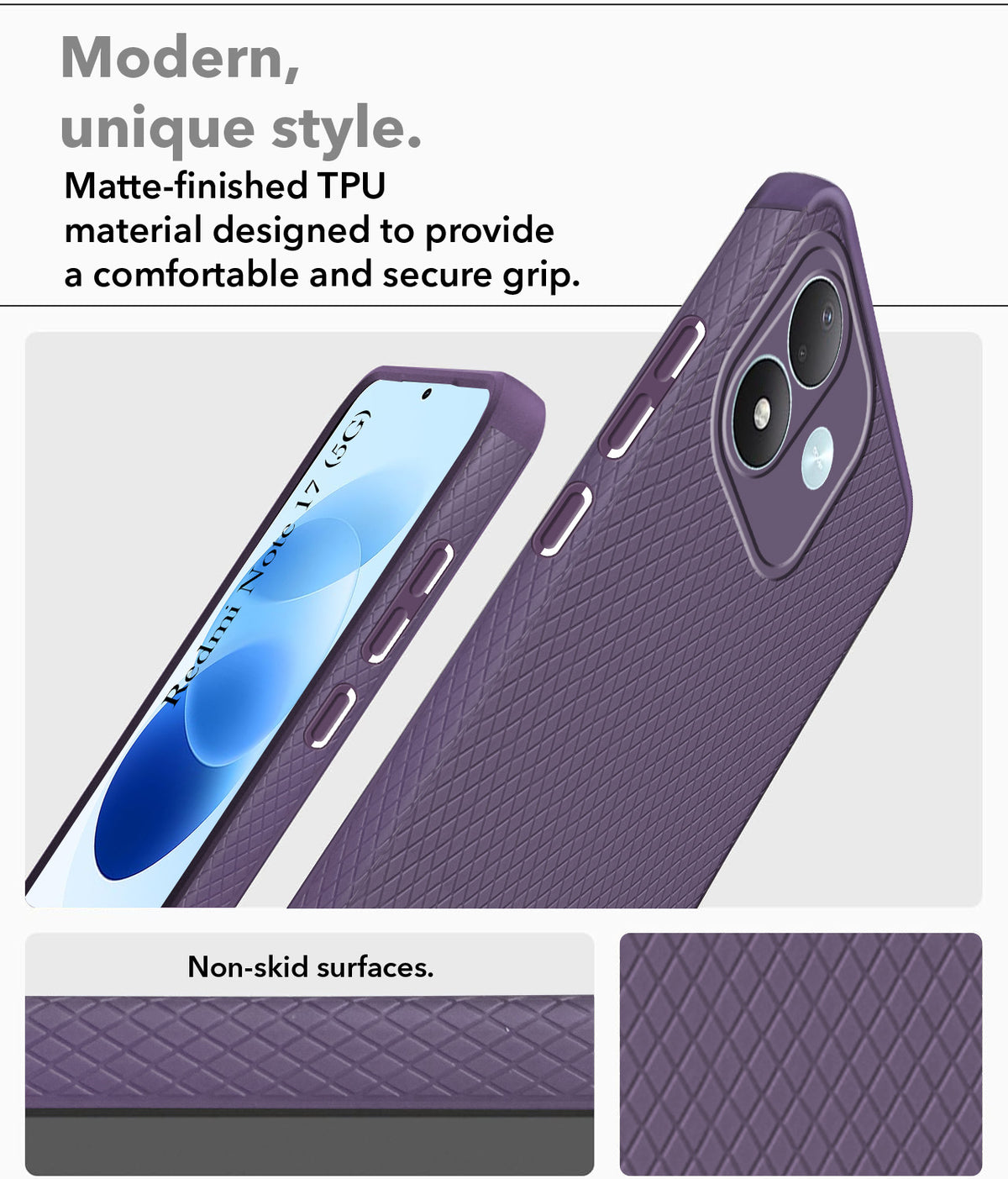 For Redmi Note 17 5G Back Cover Case Liquid Silicone (Camera Protection | Side Grip Texture | Soft and Flexible)