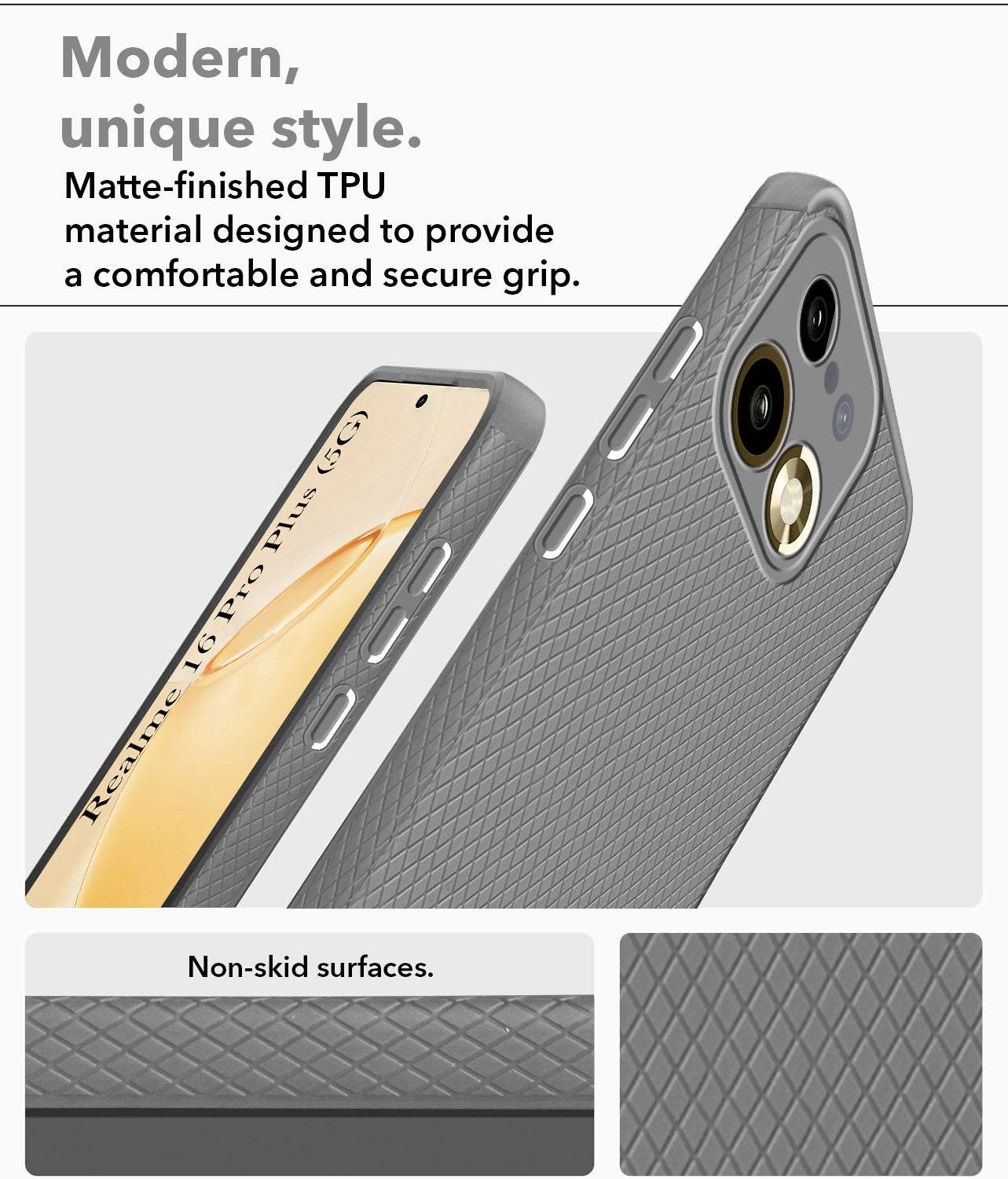 For Realme 16 Pro Plus 5G Back Cover Case Liquid Silicone (Camera Protection | Side Grip Texture | Soft and Flexible)