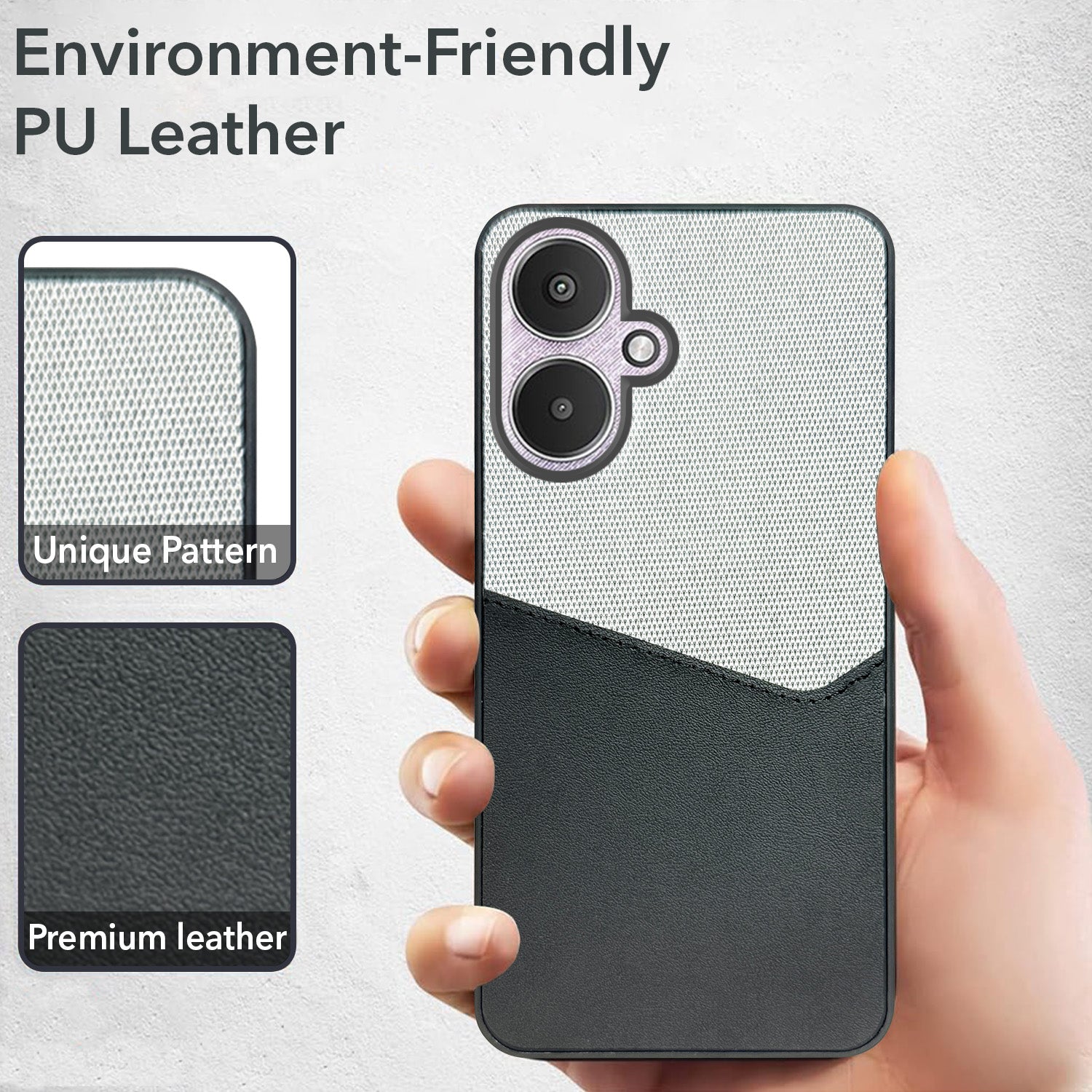 For Redmi 13C 5G Back Cover Case (Dual PU Leather Stitch | Professional Minimalist | Soft and Flexible)