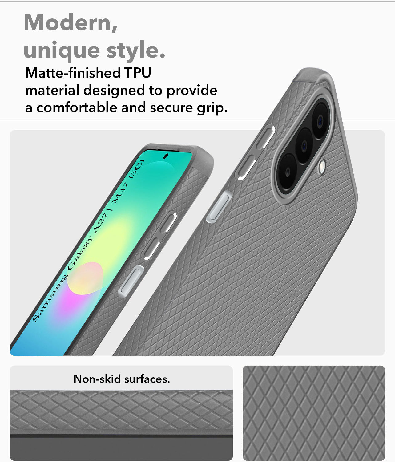 For Samsung Galaxy A27 5G | Samsung Galaxy M47 5G Back Cover Case Liquid Silicone (Camera Protection | Side Grip Texture | Soft and Flexible)