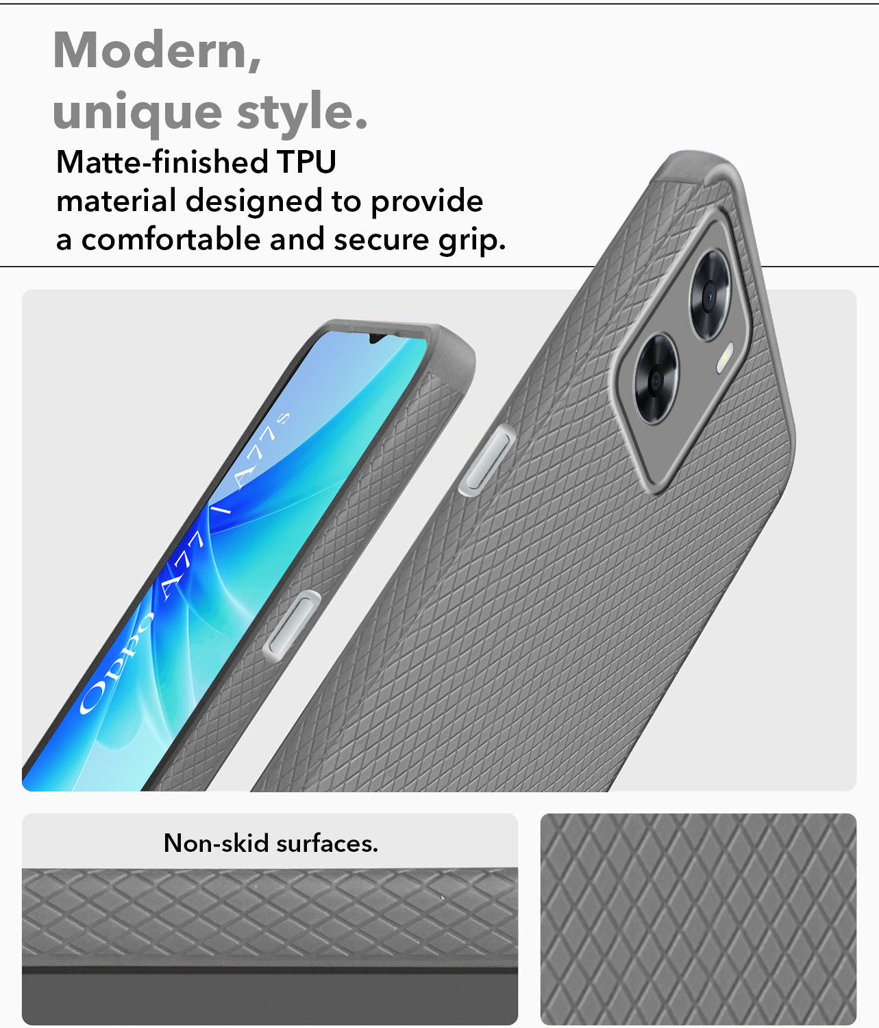 For Oppo A77 4G | Oppo A77s Back Cover Case (Liquid Silicone | Side Grip | Camera Protection)