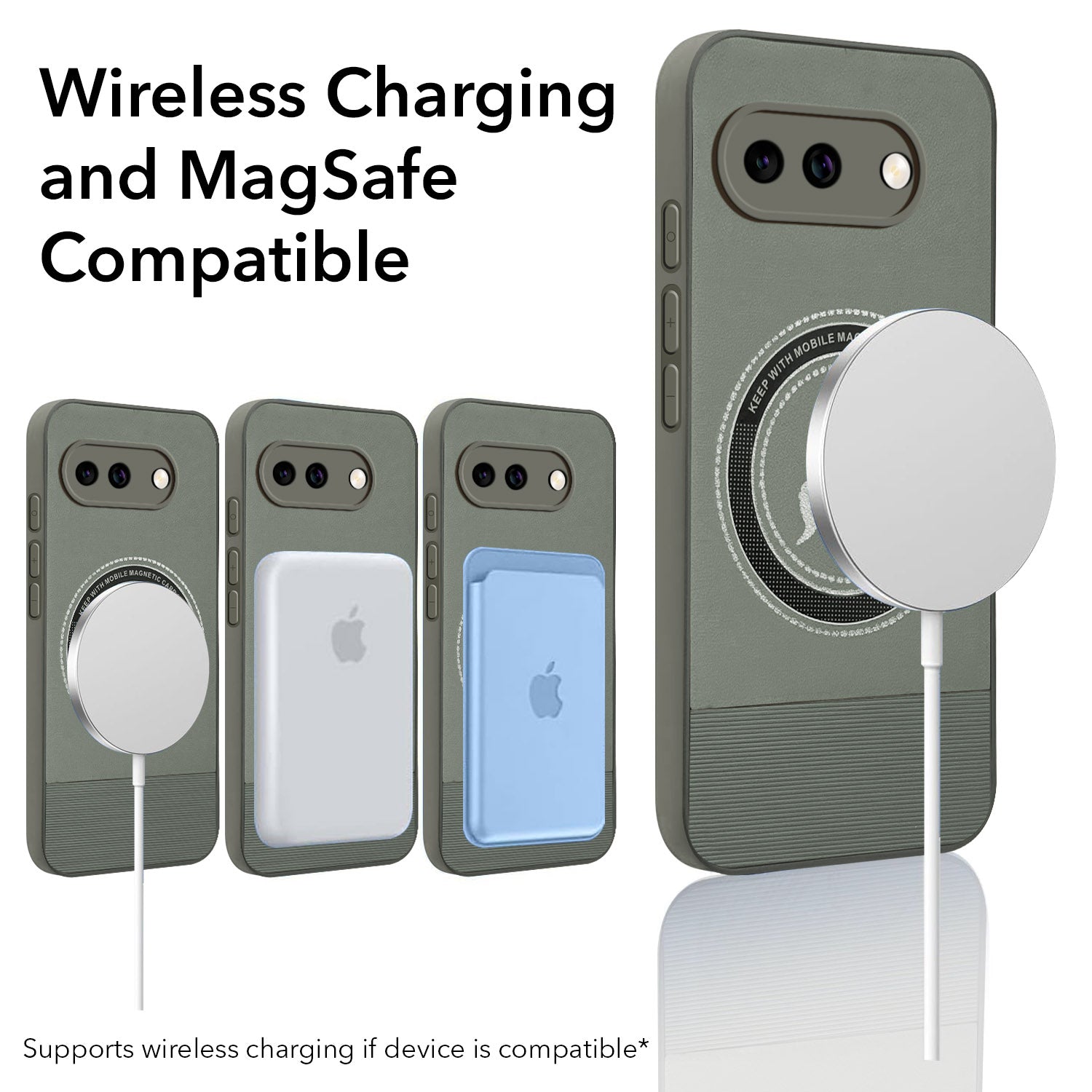 For Google Pixel 9A PU Leather Finish Back Cover Case (Professional Minimalist Texture | MagSafe Compatile | Camera Protection | Sleek Sober Formal)