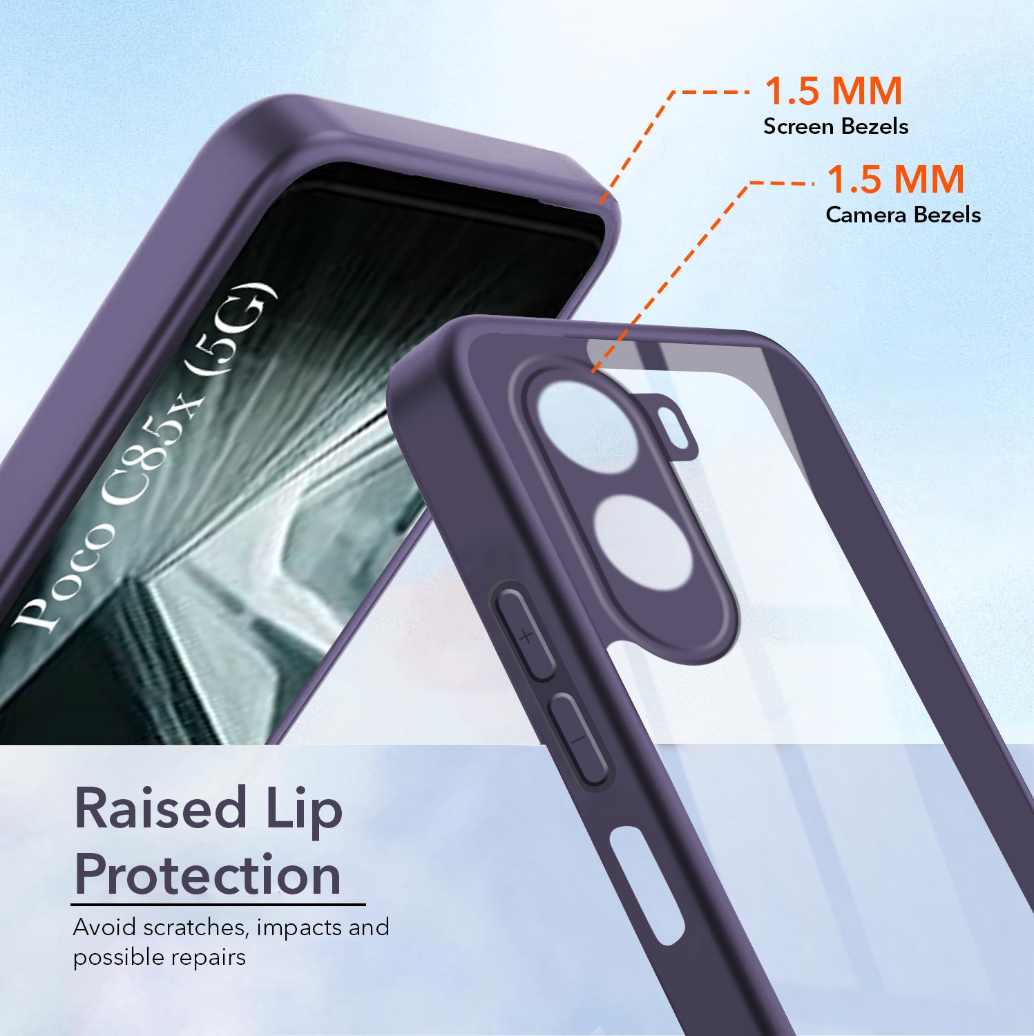 For Poco C85x 5G Back Cover Case Ultra-Hybrid (Lifetime Anti Yellow | Anti Scratch | Crystal Clear Shockproof)