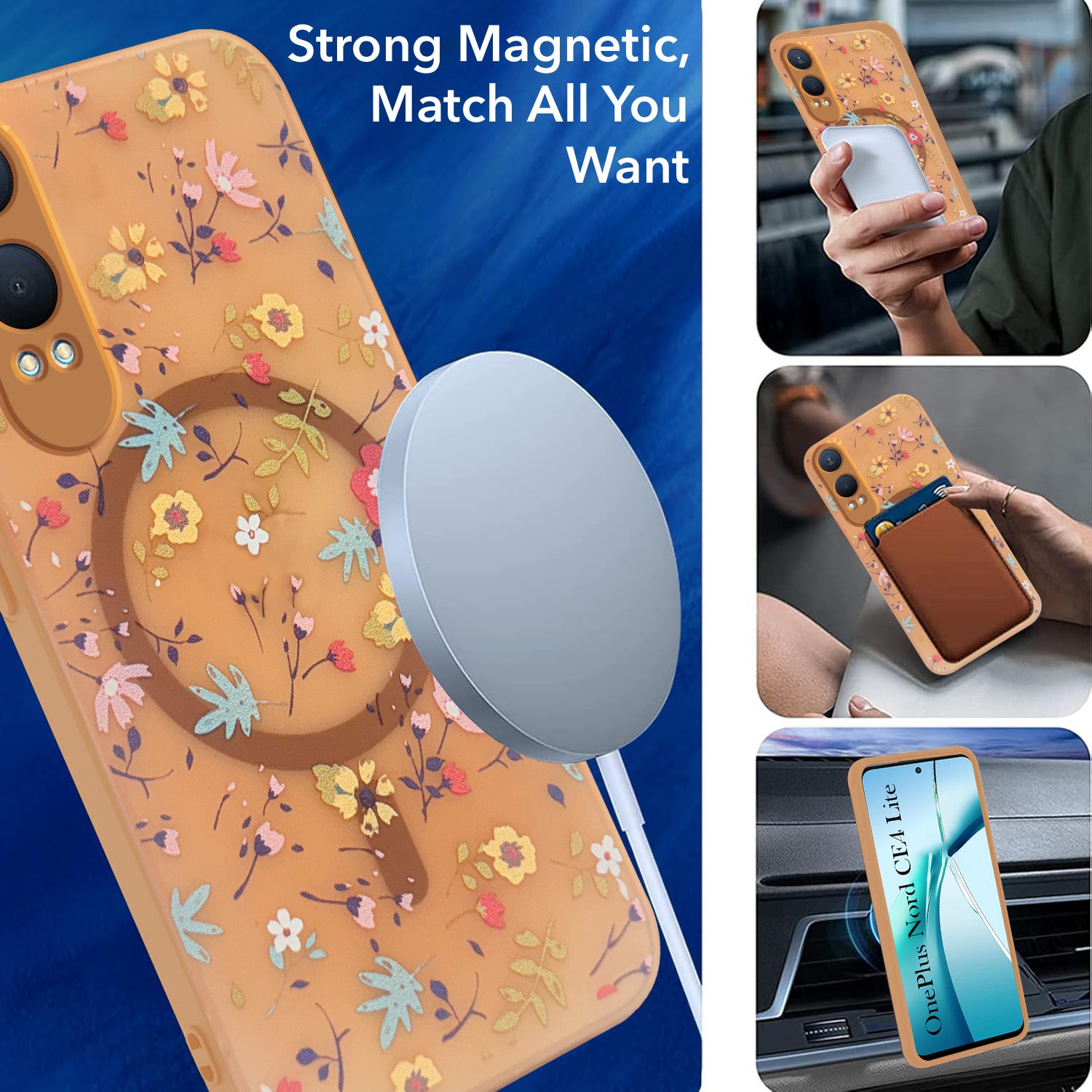 For OnePlus Nord CE 4 Lite Back Cover Case (Cute Floral Design | Flower Print for Girls | MagSafe Compatible Wireless Charging)