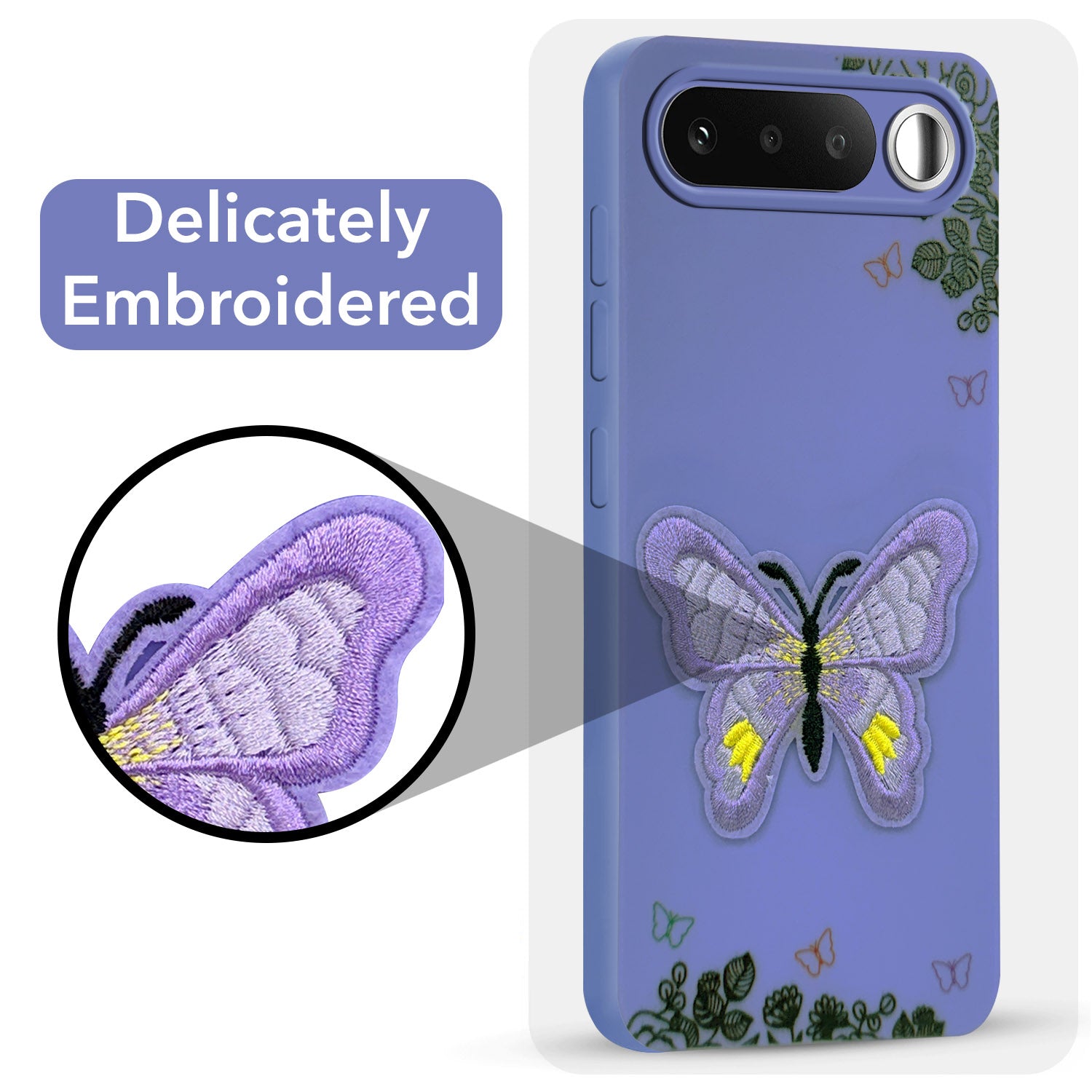 For Realme 16 Back Cover Case (Soft Butterfly Embroidery | Women Teen Girls | Camera Protection| Matte Silicone)