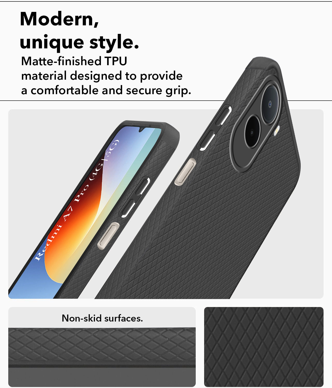 For Redmi A7 Pro 5G Back Cover Case Liquid Silicone (Camera Protection | Side Grip Texture | Soft and Flexible)