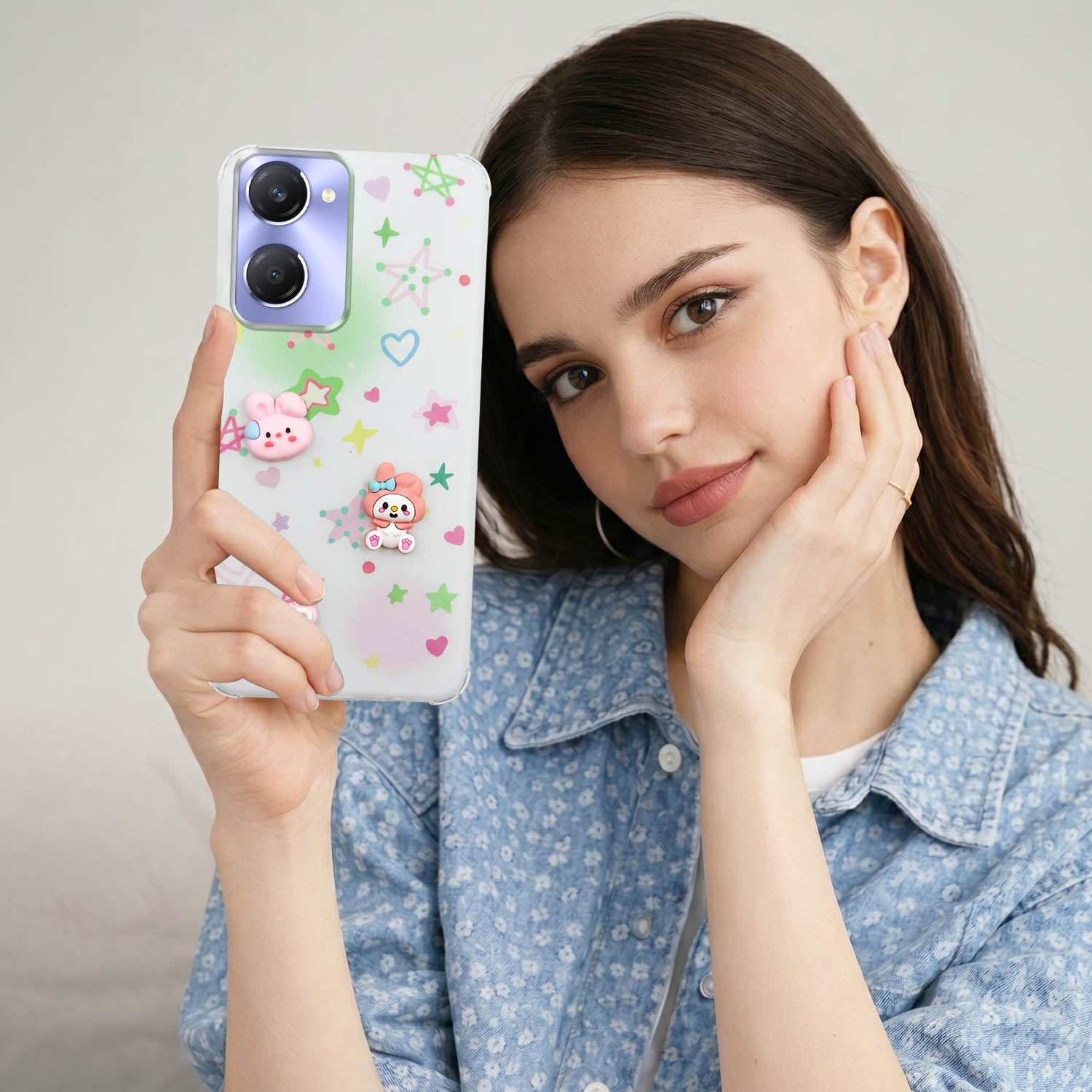 For Vivo Y28s 5G | Vivo T3 Lite 5G Back Cover Case (3D Cute Cartoons | Hard Back Side Soft | Matte Premium Finish | HD Printing)