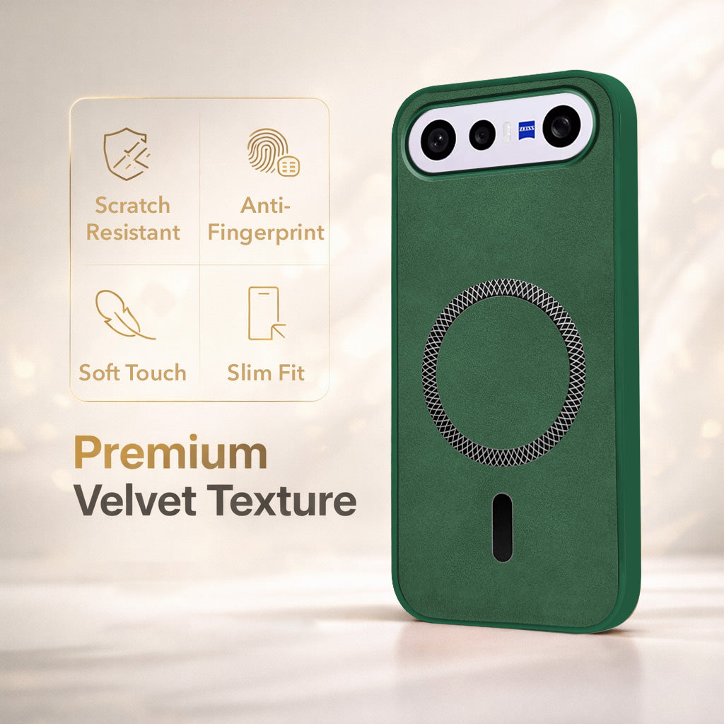 For Vivo X300 FE Back Cover Case Leather Finish (MagSafe Compatible Wireless Charging | Soft Touch | Camera Bump Protection)