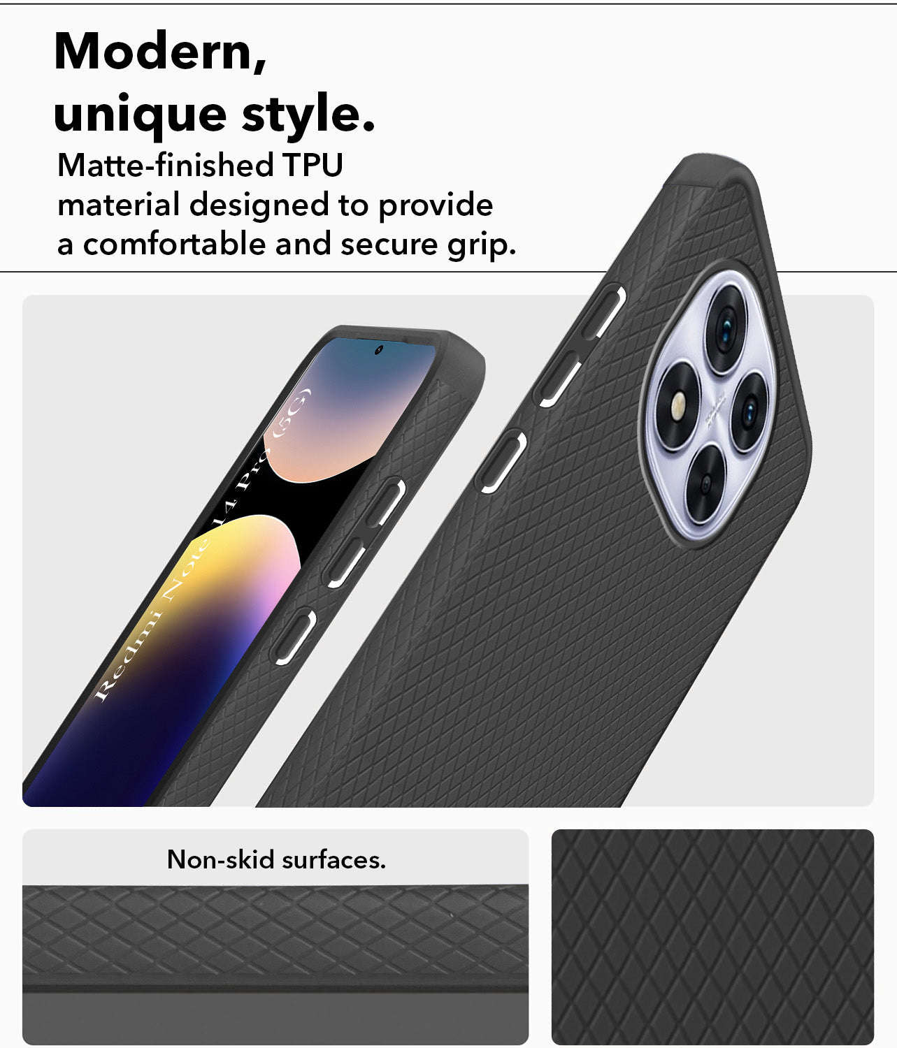 For Redmi Note 14 Pro Back Cover Case (Liquid Silicone | Side Grip | Camera Protection)