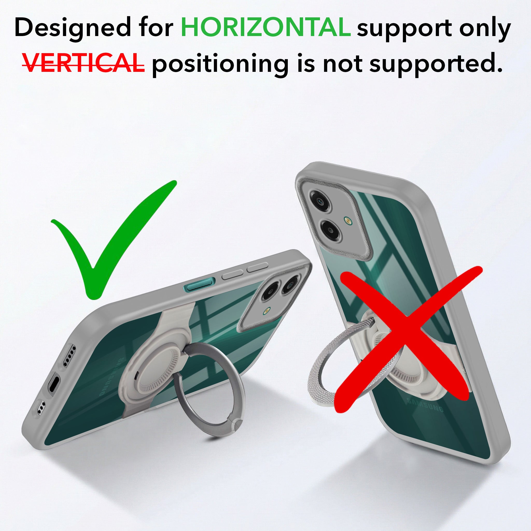 For Samsung Galaxy M07 | Samsung Galaxy F07 Back Cover Case with stand (Built-in Ring Holder Kickstand | Lifetime Anti Yellow | Camera Protection)