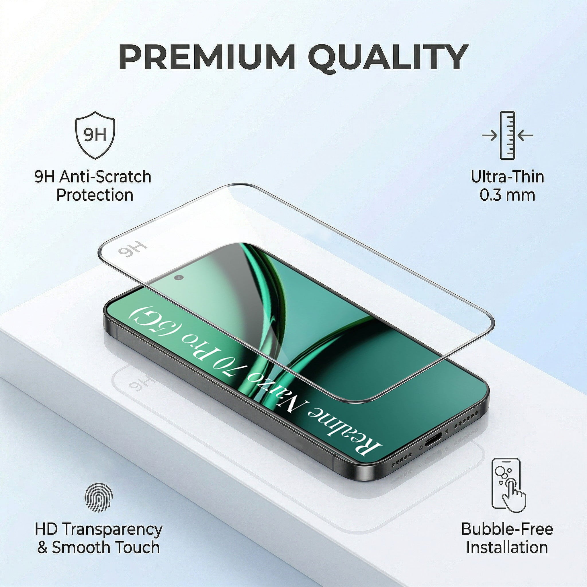 For Realme Narzo 70 Pro Combo with Back Cover and 9H Tempered Glass (Liquid Silicone | Camera Protection | Oleophobic Coating Screen Glass)
