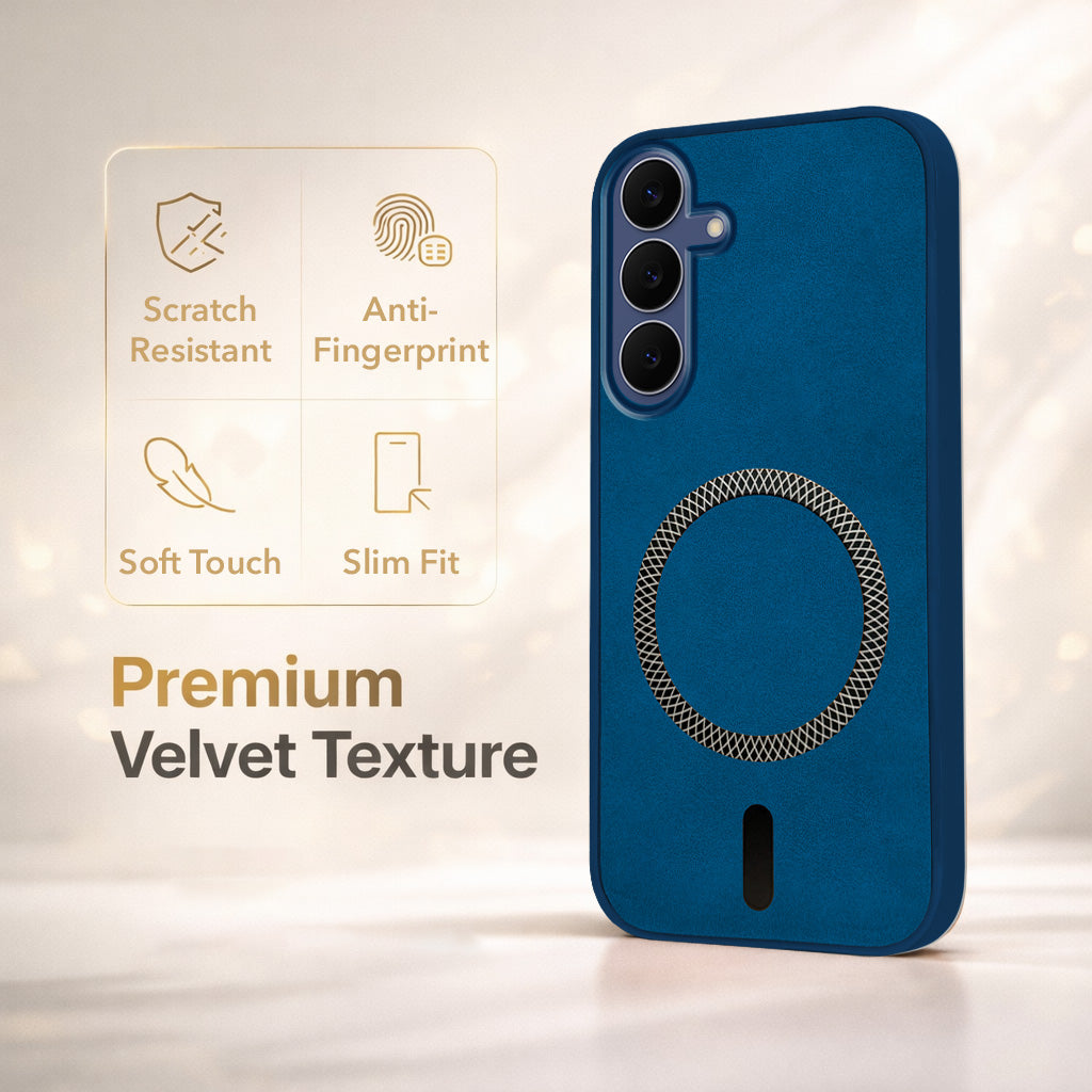 For Samsung Galaxy S25 FE Back Cover Case Leather Finish (MagSafe Compatible Wireless Charging | Soft Touch | Camera Bump Protection)