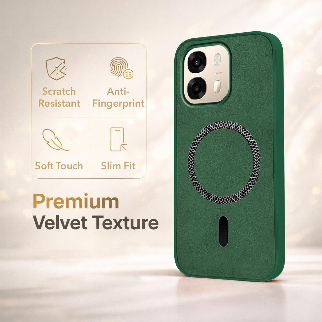For Oppo A6 Pro Back Cover Case Leather Finish (MagSafe Compatible Wireless Charging | Soft Touch | Camera Bump Protection)
