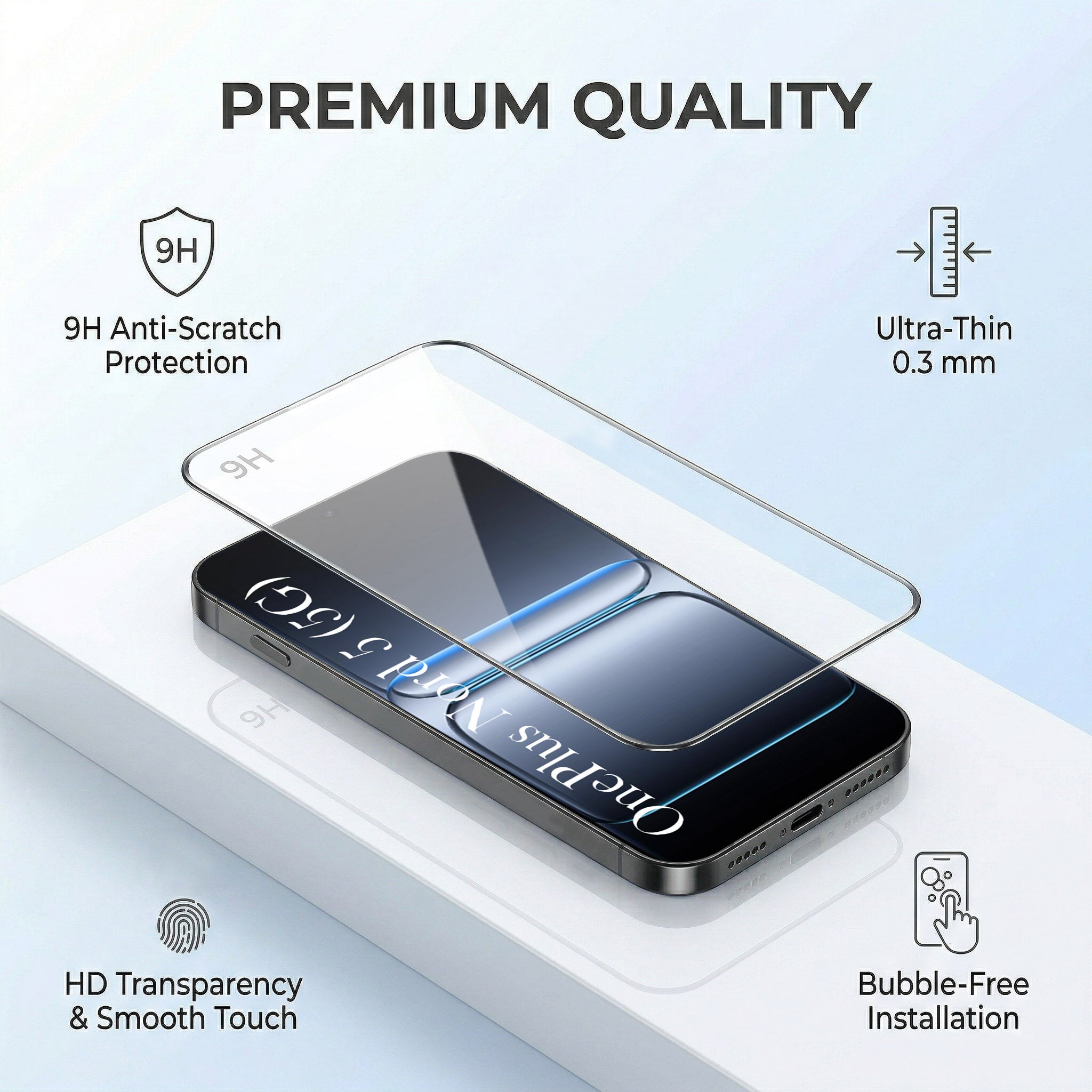 For Oneplus Nord 5 Combo with Back Cover and 9H Tempered Glass (Liquid Silicone | Camera Protection | Oleophobic Coating Screen Glass)