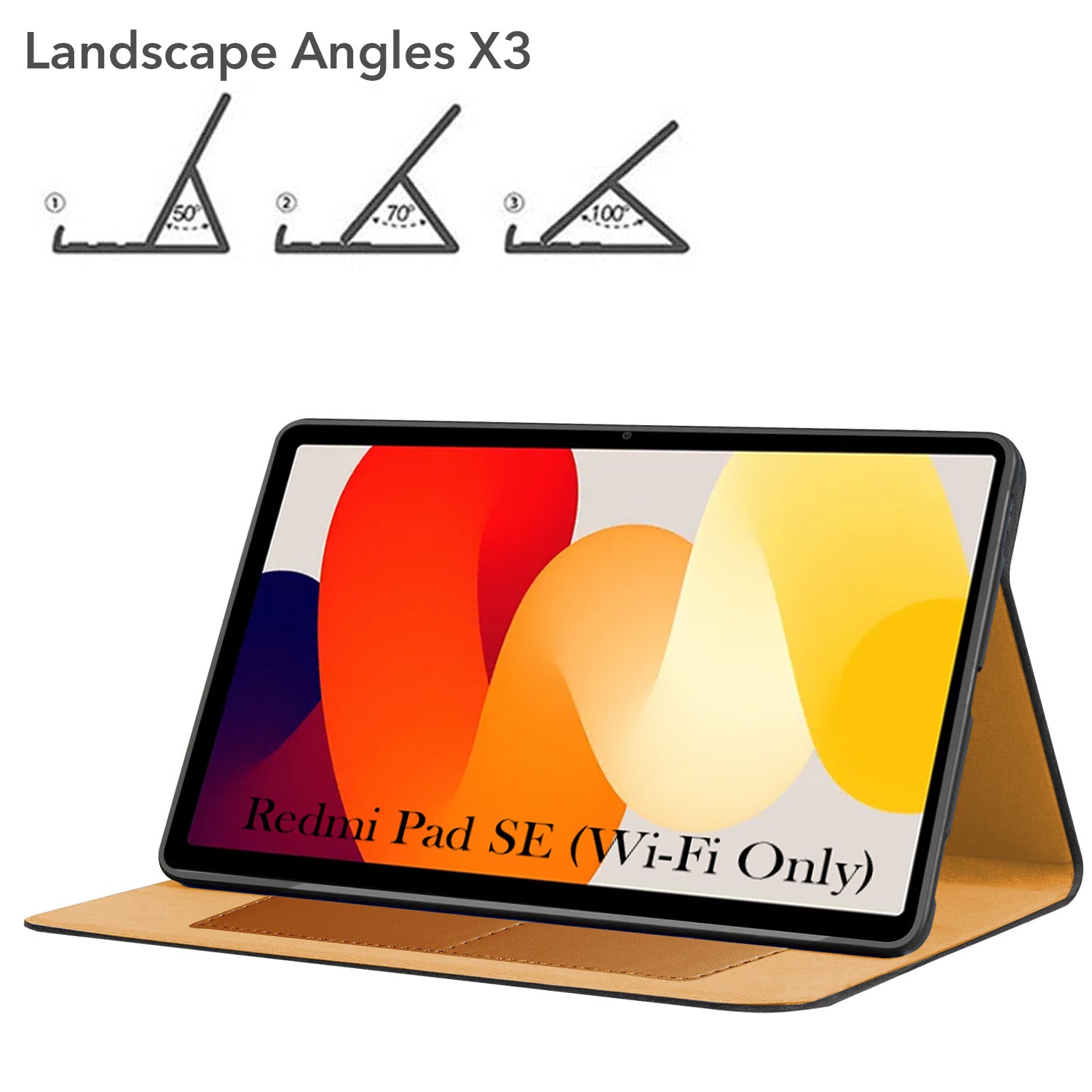 For Redmi Pad SE 11 Inch 23073RPBFG Flip Cover Folio Cover (PU Leather | Multi-Angle Smart Stand | Card Storage Slots | Silicone Back Pouch)