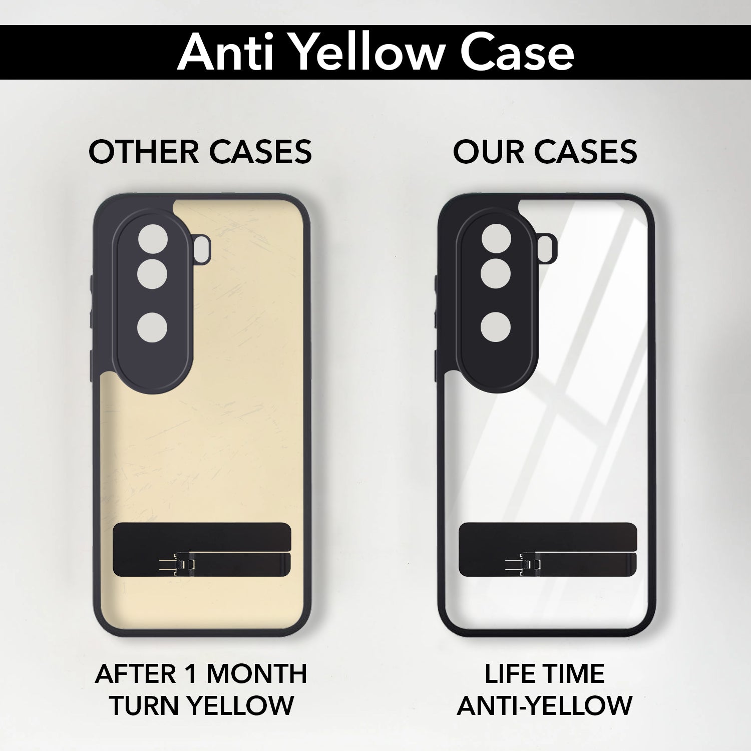 For Vivo iQOO Z9s Back Cover Case (Built-in Stand | Lifetime Anti Yellow | Kickstand Shockproof | Camera Protection | MagSafe Compatible)