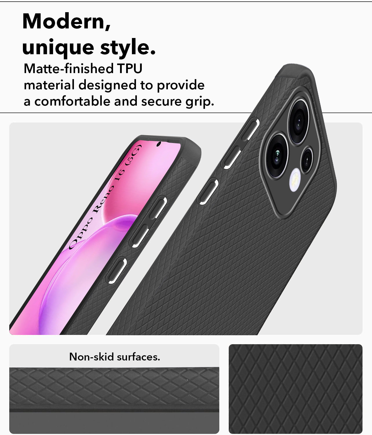 For Oppo Reno 16 Back Cover Case Liquid Silicone (Camera Protection | Side Grip Texture | Soft and Flexible)