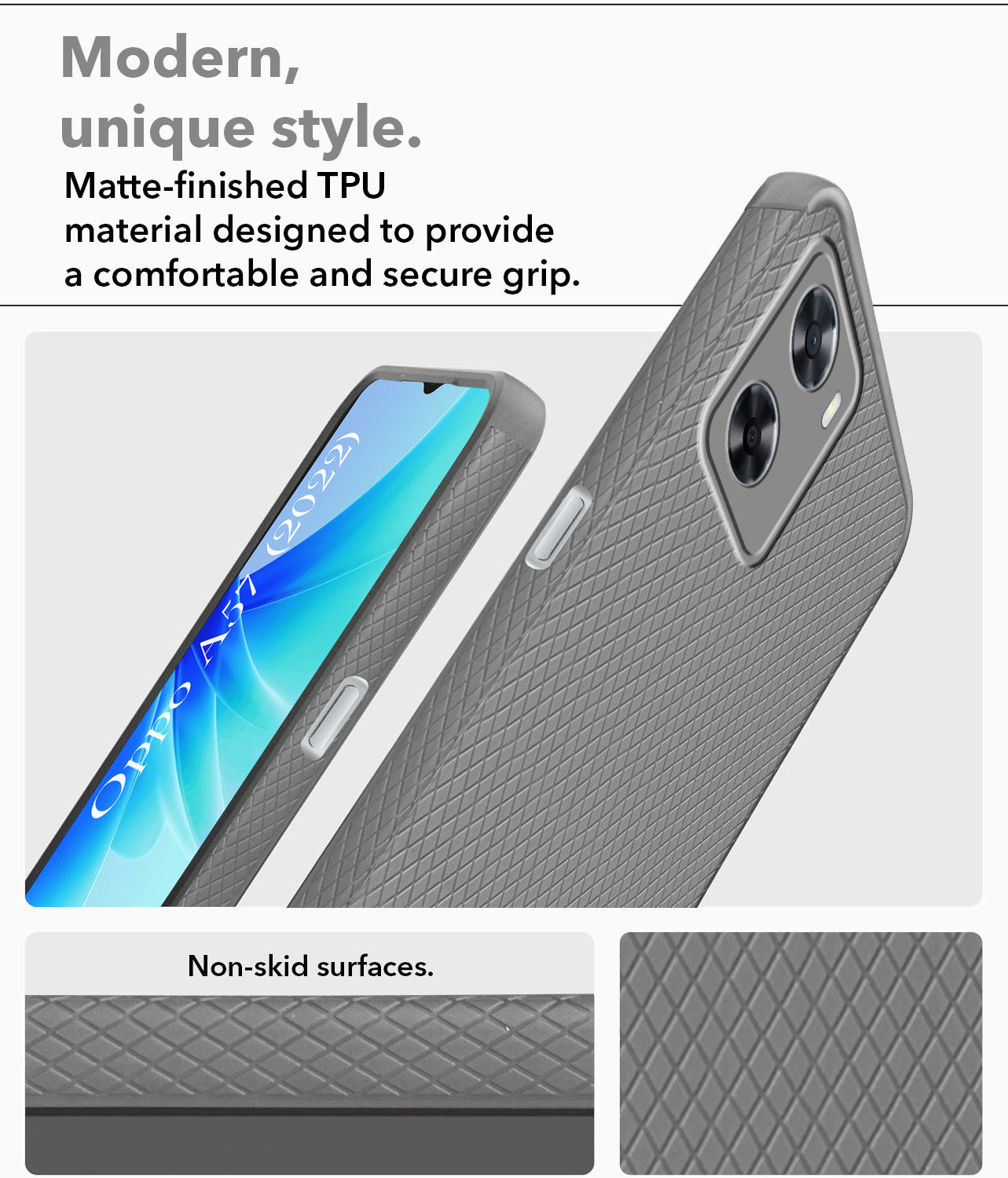 For Oppo A57 2022  Back Cover Case (Liquid Silicone | Side Grip | Camera Protection)