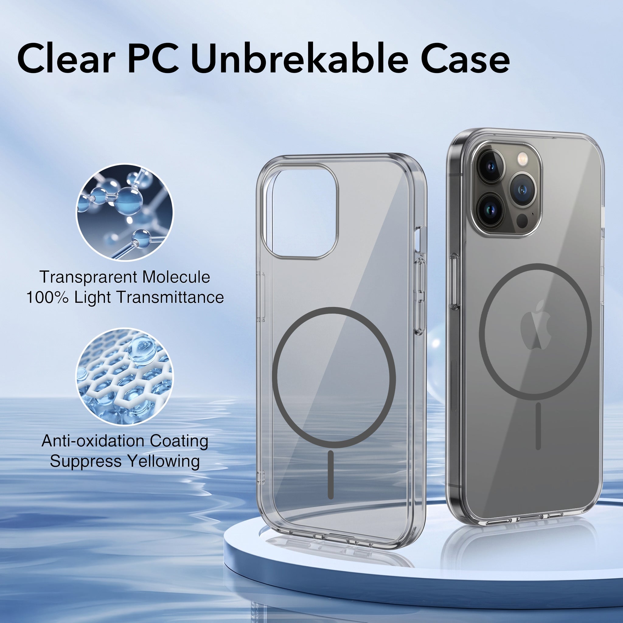 For Apple iPhone 13 Pro Max Back Case Cover Crystal Anti Yellow (Unbreakable PC | MagSafe Wireless Charging Support |Camera Protection Bump)