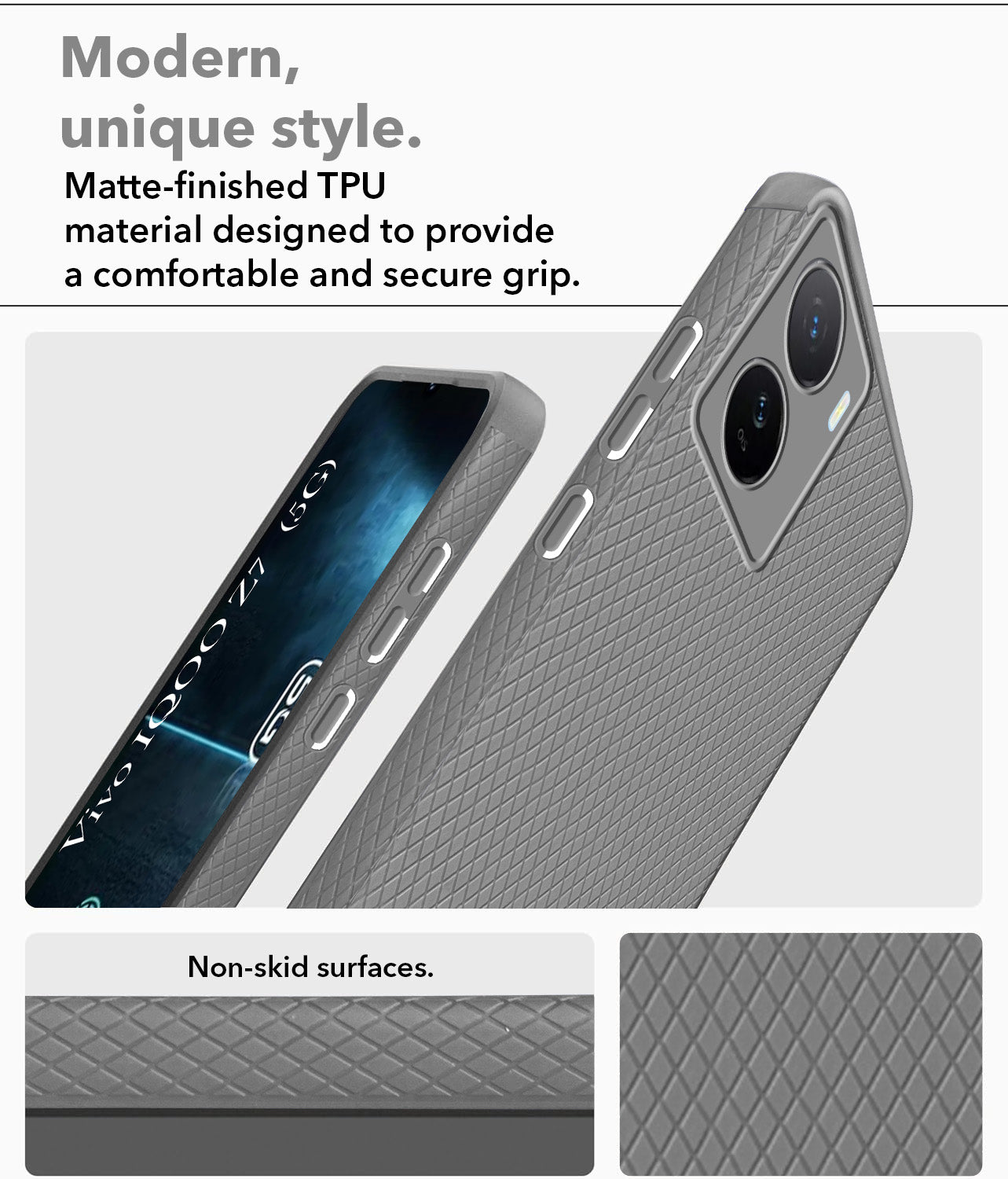 For Vivo IQOO Z7 5G Back Cover Case (Liquid Silicone | Side Grip | Camera Protection)