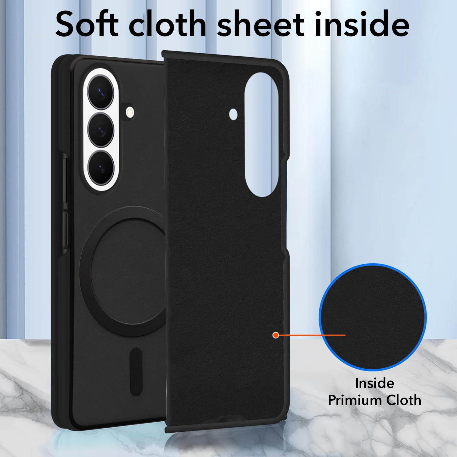 For Samsung Galaxy Z Fold 8 Ultra Back Cover Case Leather Finish (MagSafe Wireless Charging Compatible | Inside Microfiber Cloth)