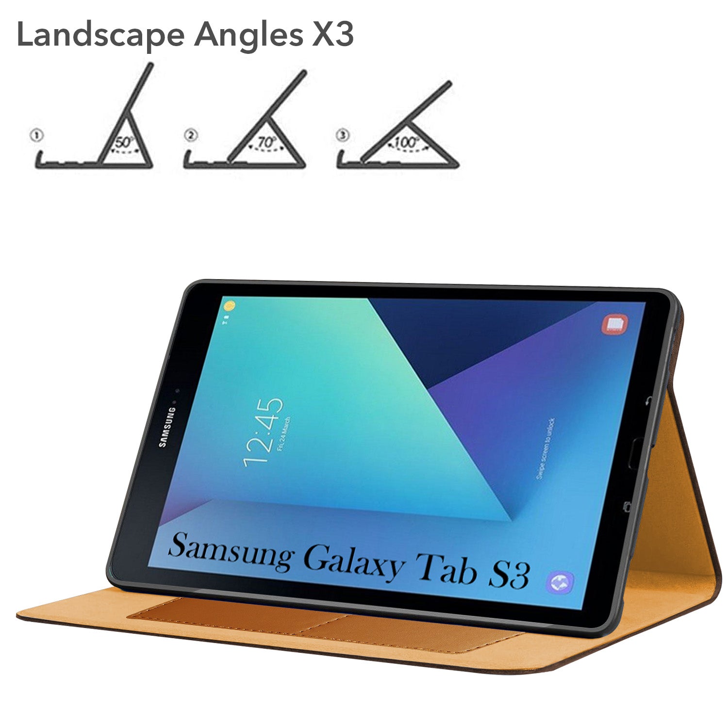 For Samsung Galaxy Tab S3 T825 9.7 Inch SM-T820/T825/T825Y  Flip Cover Folio Cover (PU Leather | Multi-Angle Smart Stand | Card Storage Slots | Silicone Back Pouch)