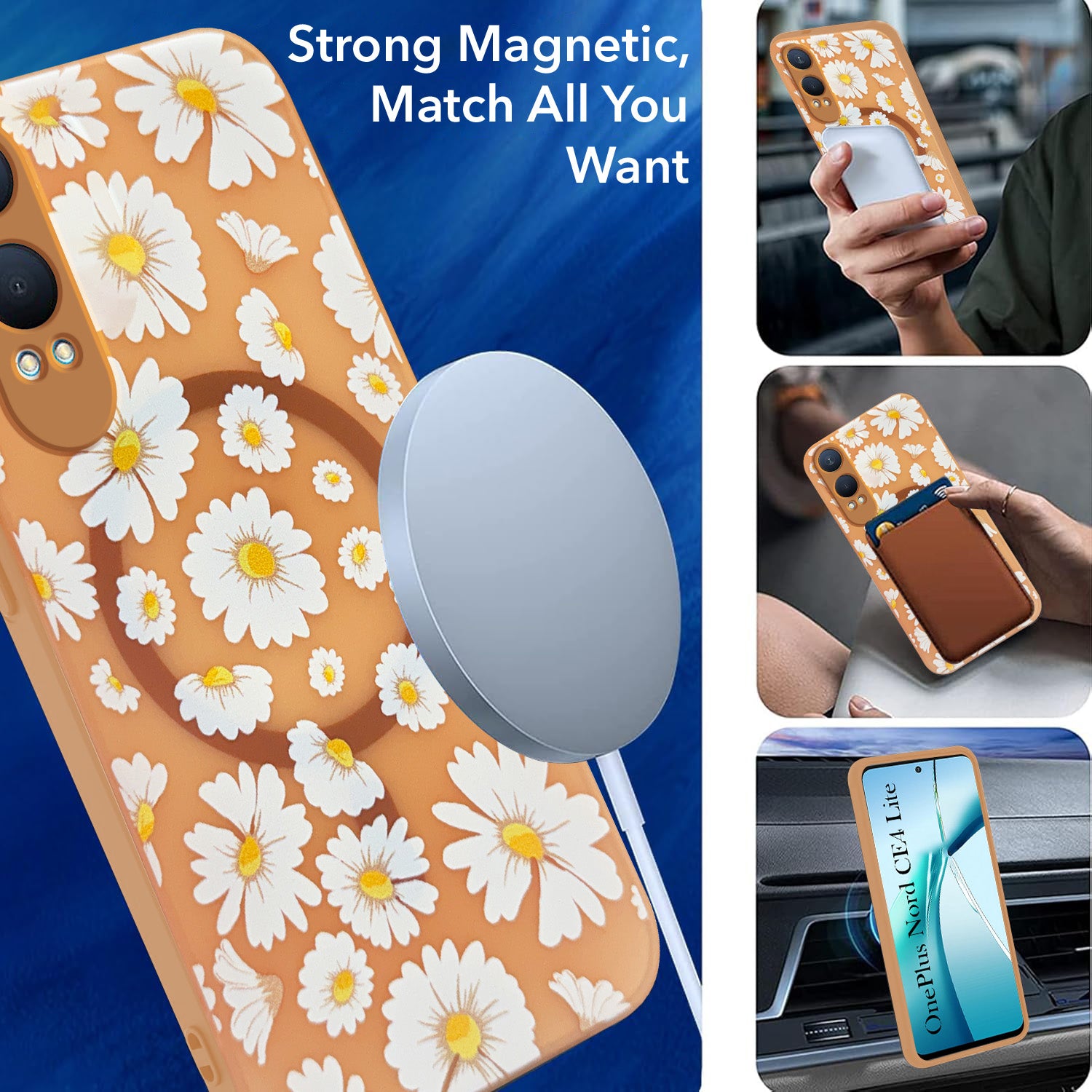 For OnePlus Nord CE 4 Lite Back Cover Case (Cute Floral Design | Flower Print for Girls | MagSafe Compatible Wireless Charging)