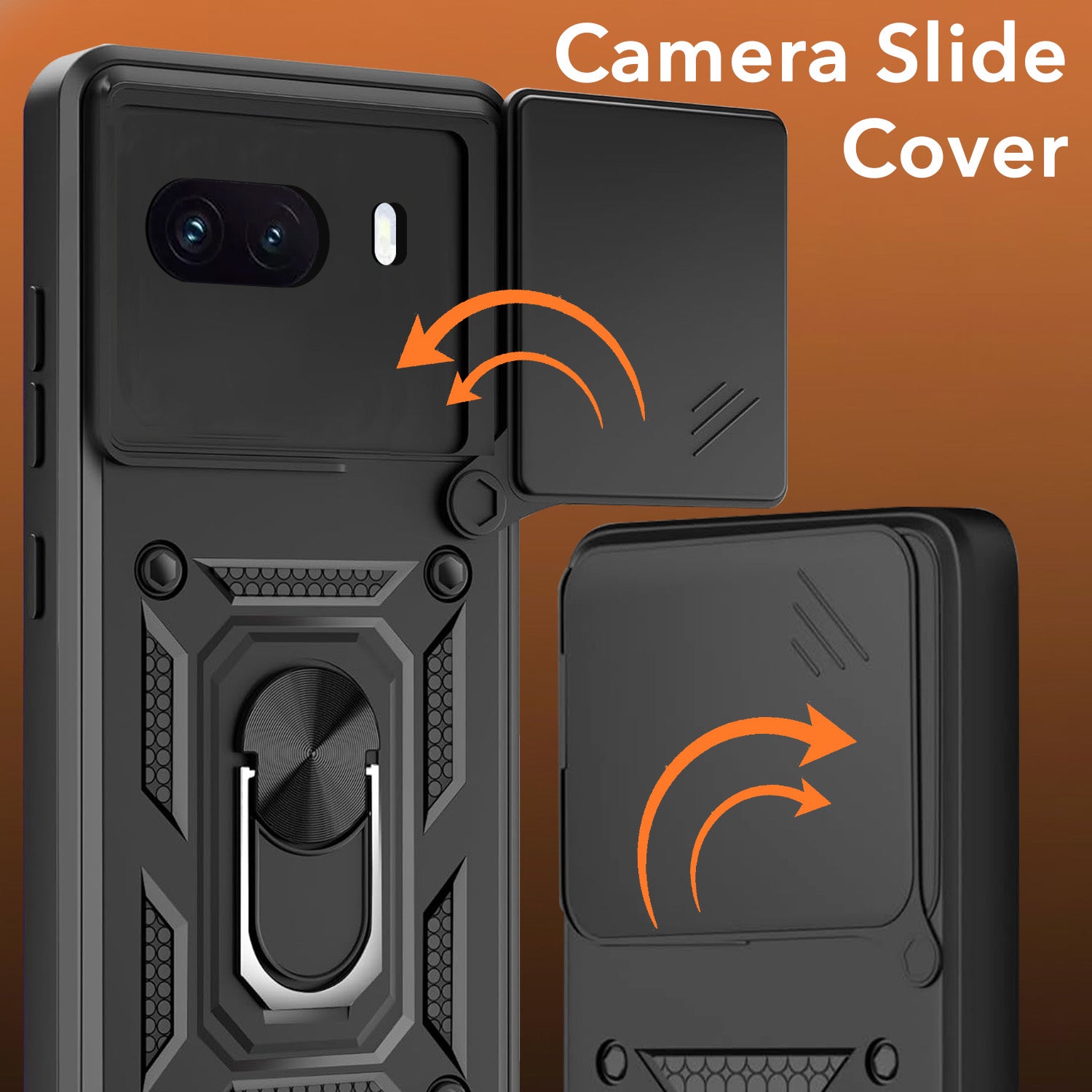 For Vivo iQOO 15R 5G Back Cover Case Hybrid Armor (Sliding Shutter Camera Protection | Polycarbonate |Ring Holder Kickstand)