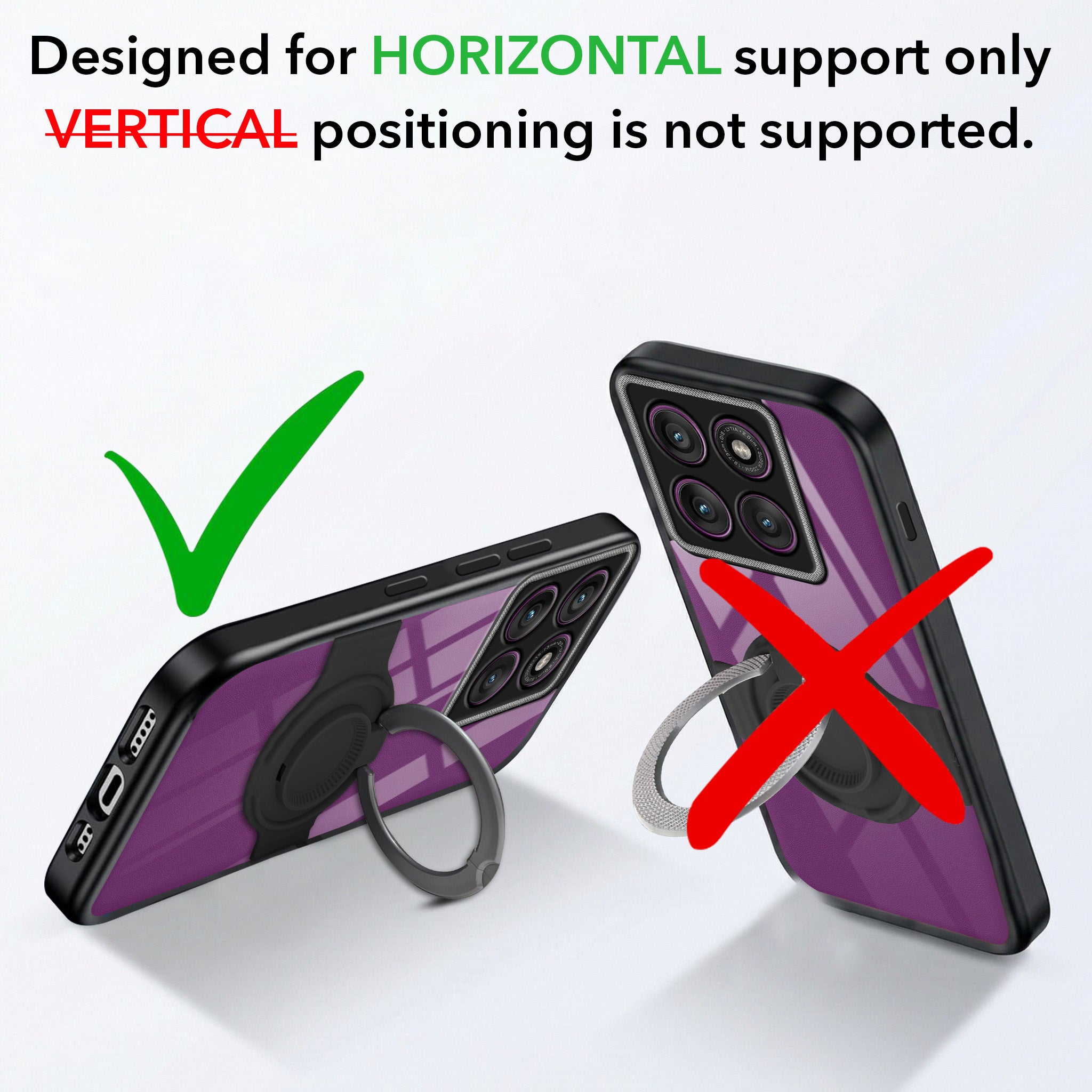 For Motorola Moto Edge 60 Pro Back Cover Case with stand (Built-in Ring Holder Kickstand | Lifetime Anti Yellow | Camera Protection)