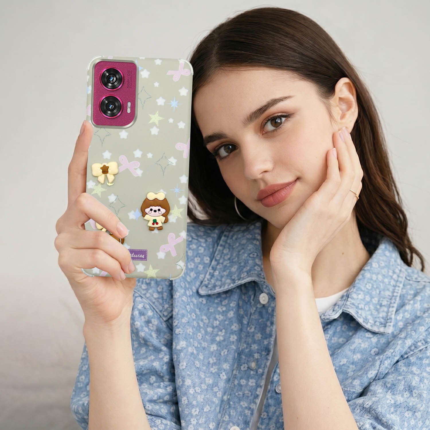 For Motorola Moto Edge 50 Fusion Back Cover Case (3D Cute Cartoons | Hard Back Side Soft | Matte Premium Finish | HD Printing)