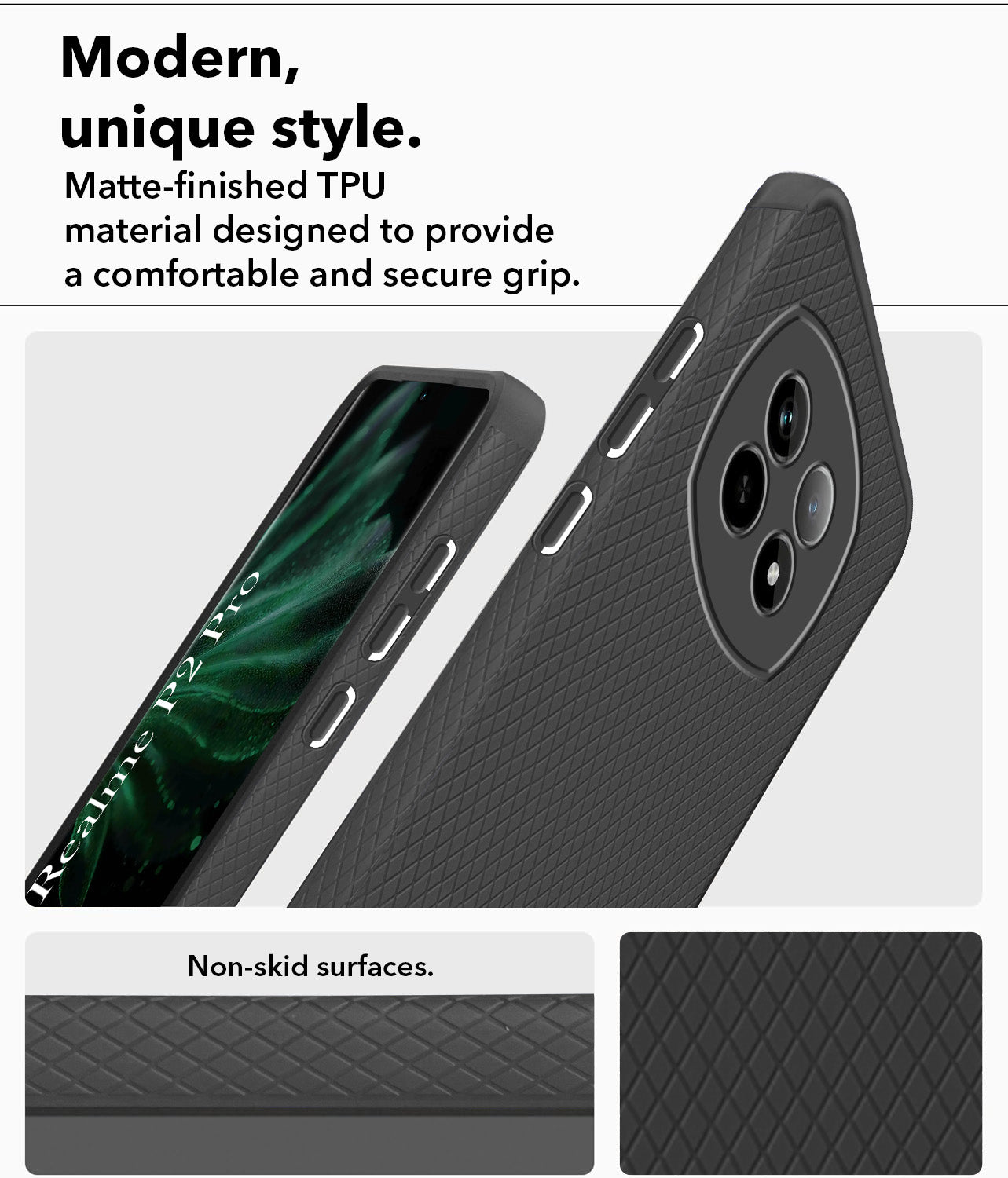 For Realme P2 Pro Back Cover Case (Liquid Silicone | Side Grip | Camera Protection)