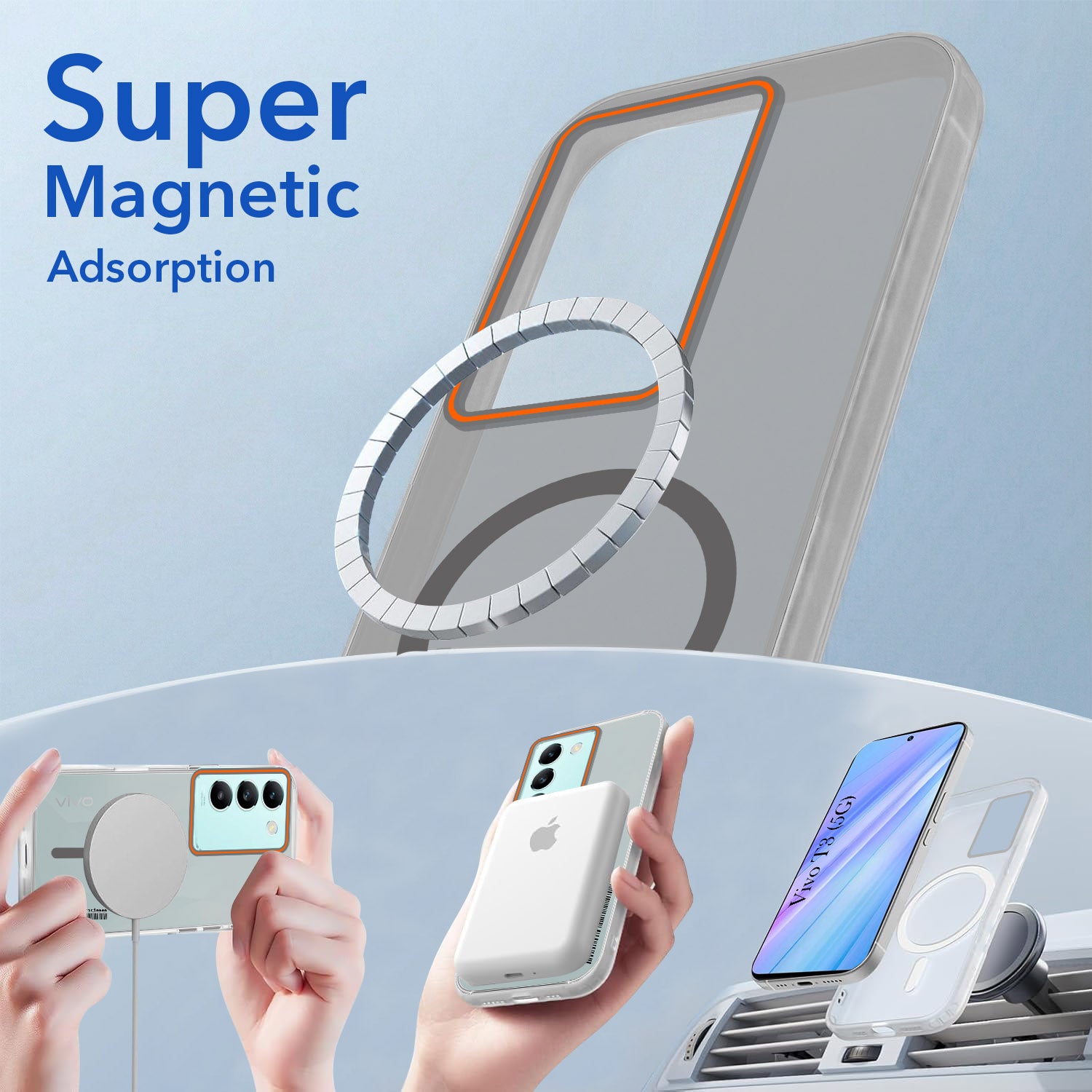 For Vivo T3 5G Back Cover Case (Soft Touch | Camera Bump Protection | MagSafe Compatible | Matte Finish)