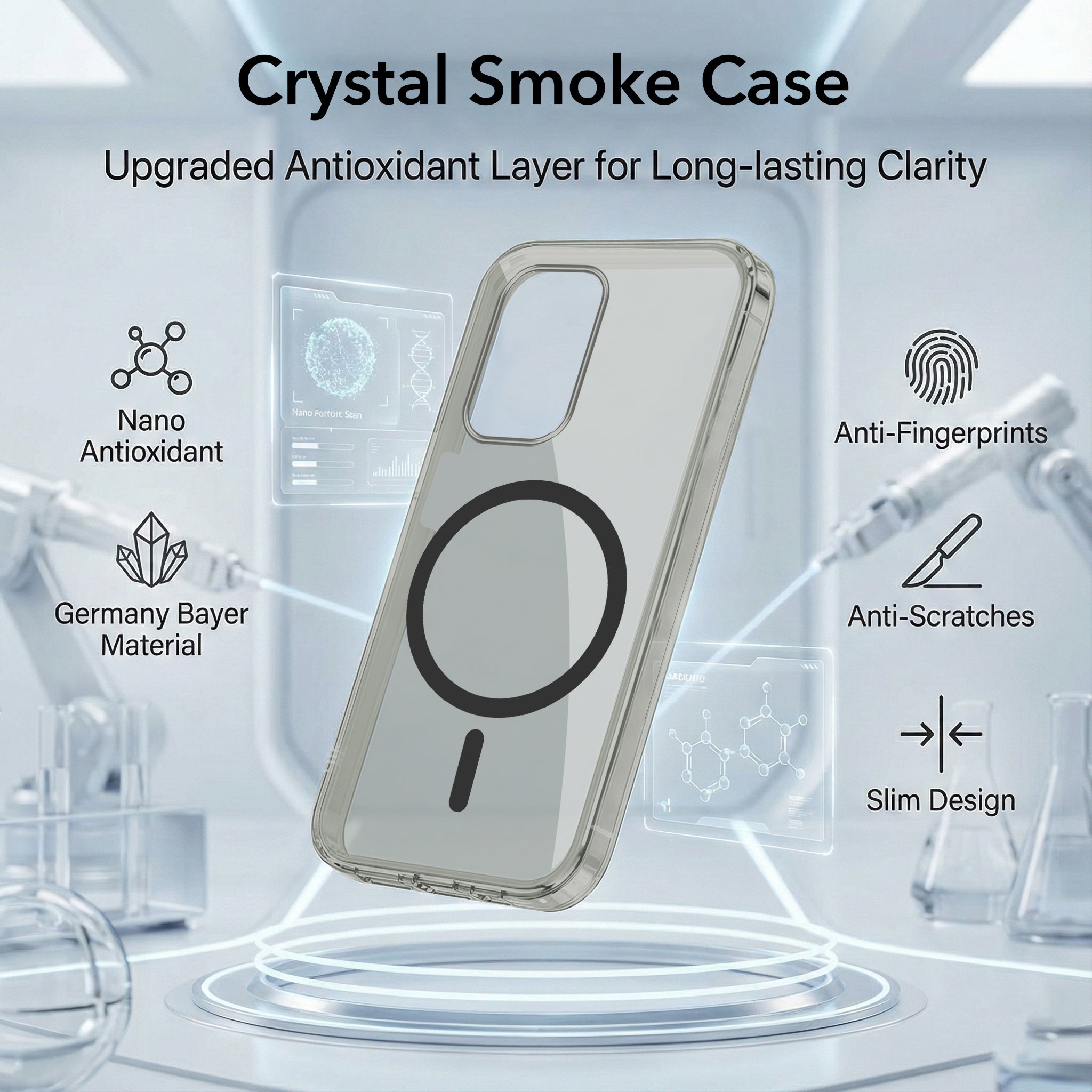 For Samsung Galaxy A23 4G Back Cover Case Lifetime Anti-Yellow MagSafe Compatible Clear | 5G (Sleek Hard Crystal | Shockproof and Camera Protection)