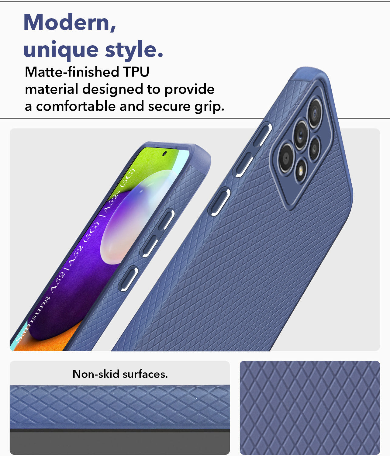 For Samsung Galaxy A52 | A52 5G | A52s 5G Back Cover Case (Liquid Silicone | Side Grip | Camera Protection)