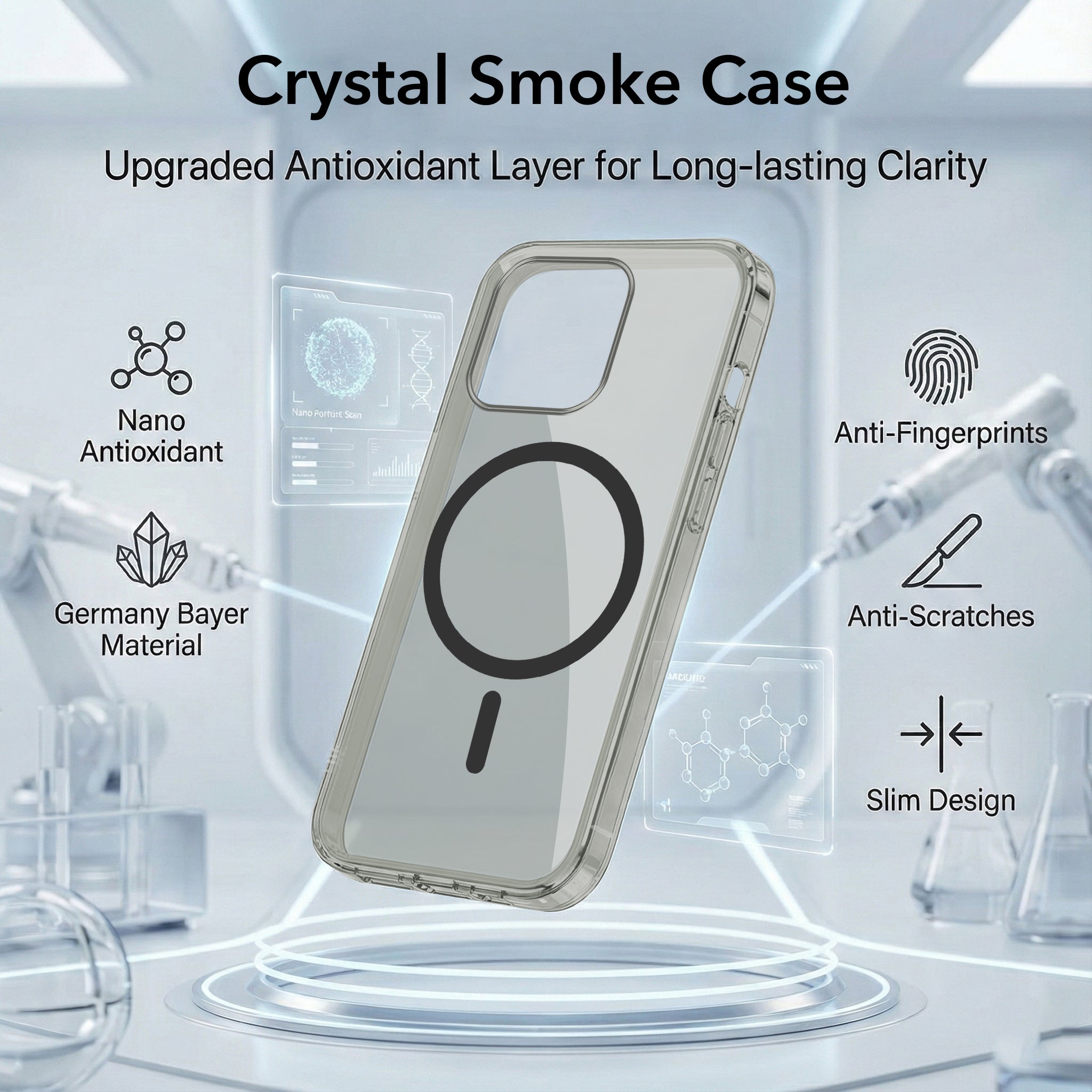 For Apple iPhone 14 Pro Back Case Cover Lifetime Anti-Yellow MagSafe Compatible Clear (Sleek Hard Crystal | Camera Protection and Shockproof)