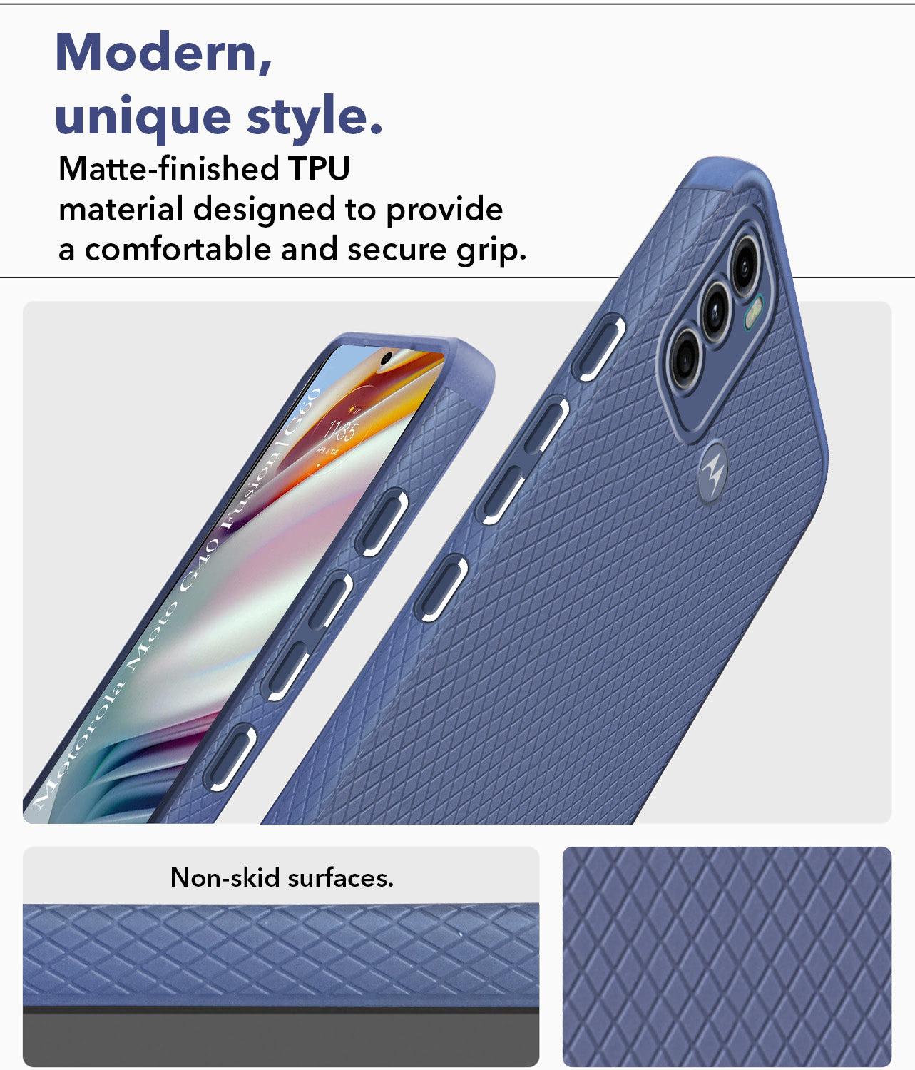 For Motorola Moto G40 Fusion | G60 Back Cover Case (Liquid Silicone | Side Grip | Camera Protection)