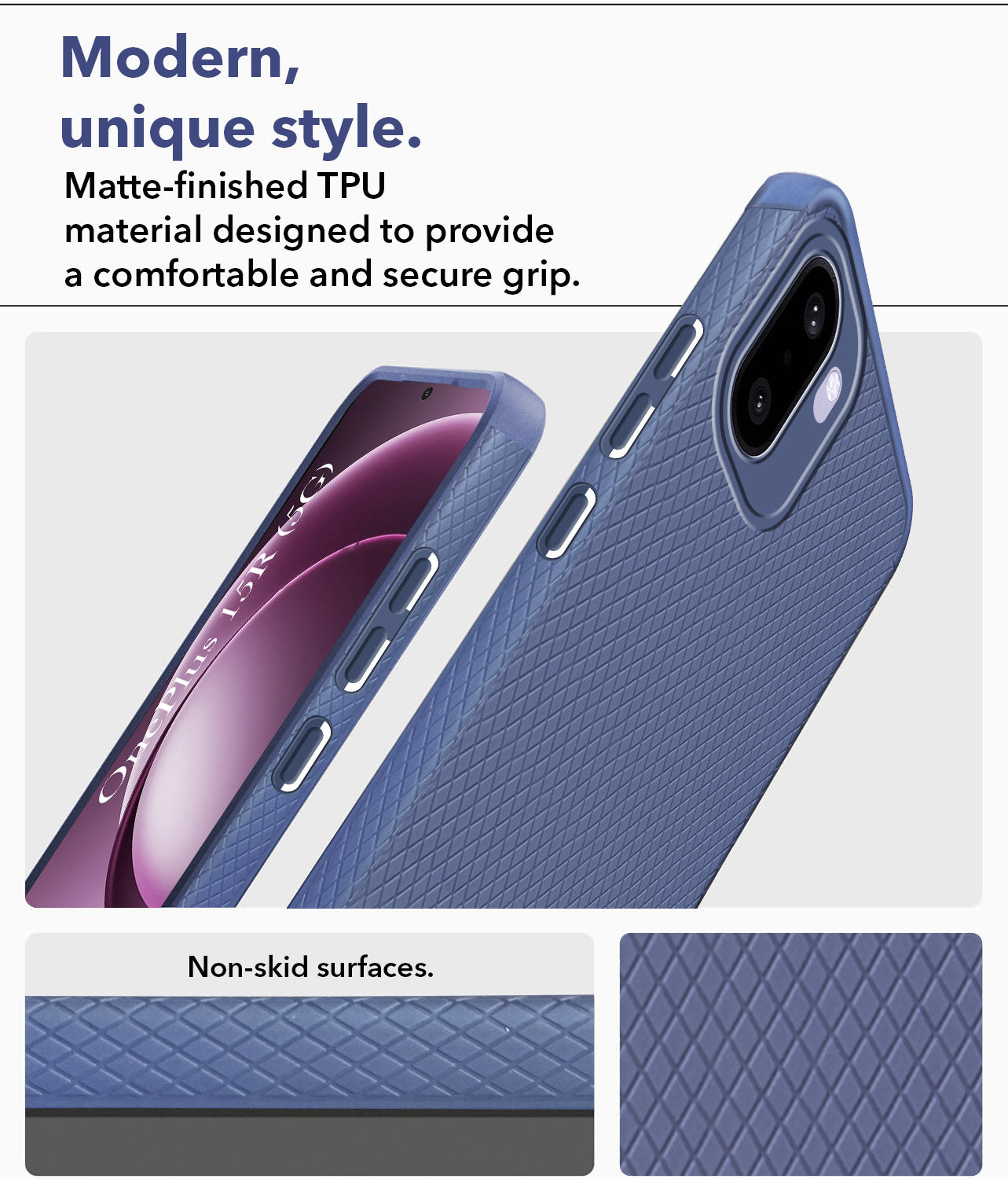 For OnePlus 15R Back Cover Case Liquid Silicone (Camera Protection | Side Grip Texture | Soft and Flexible)