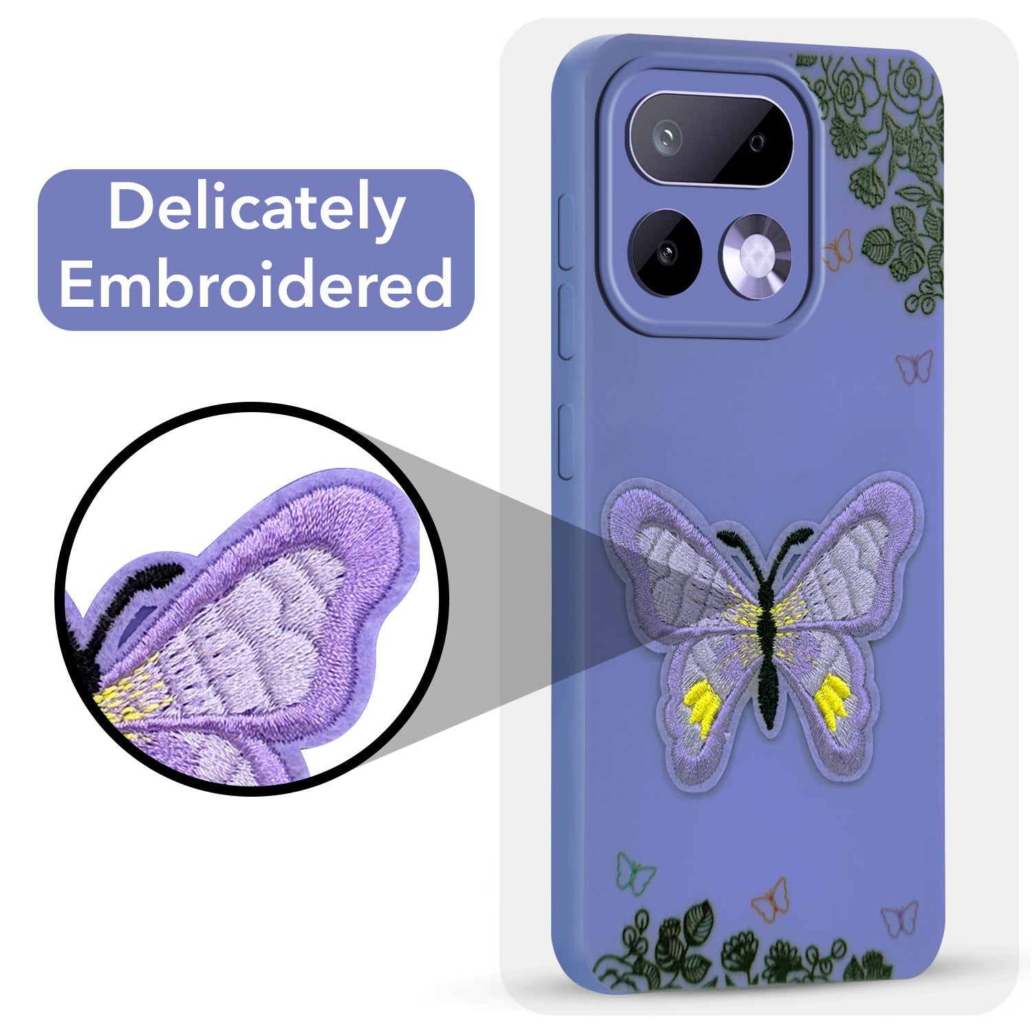 For Realme 16 Pro Back Cover Case (Soft Butterfly Embroidery | Women Teen Girls | Camera Protection| Matte Silicone)