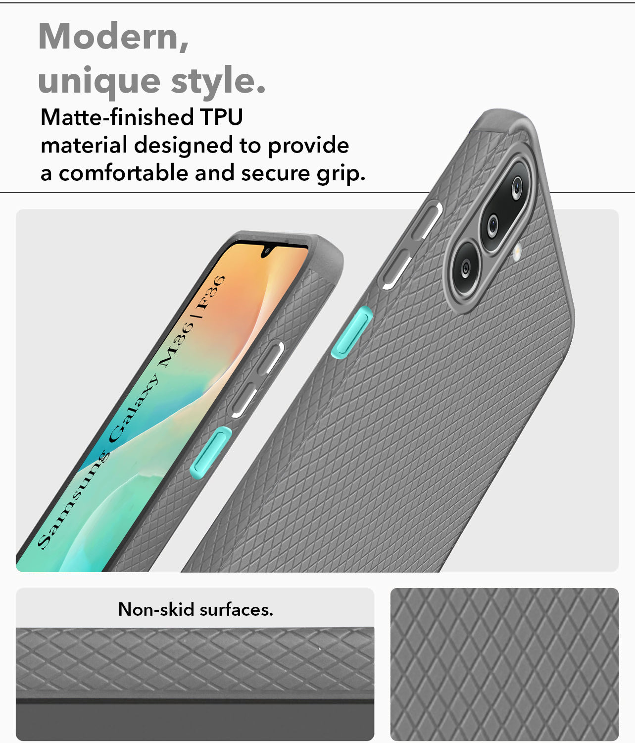 For Samsung Galaxy M36 | Samsung Galaxy F36 Back Cover Case Liquid Silicone (Camera Protection | Side Grip Texture | Soft and Flexible)