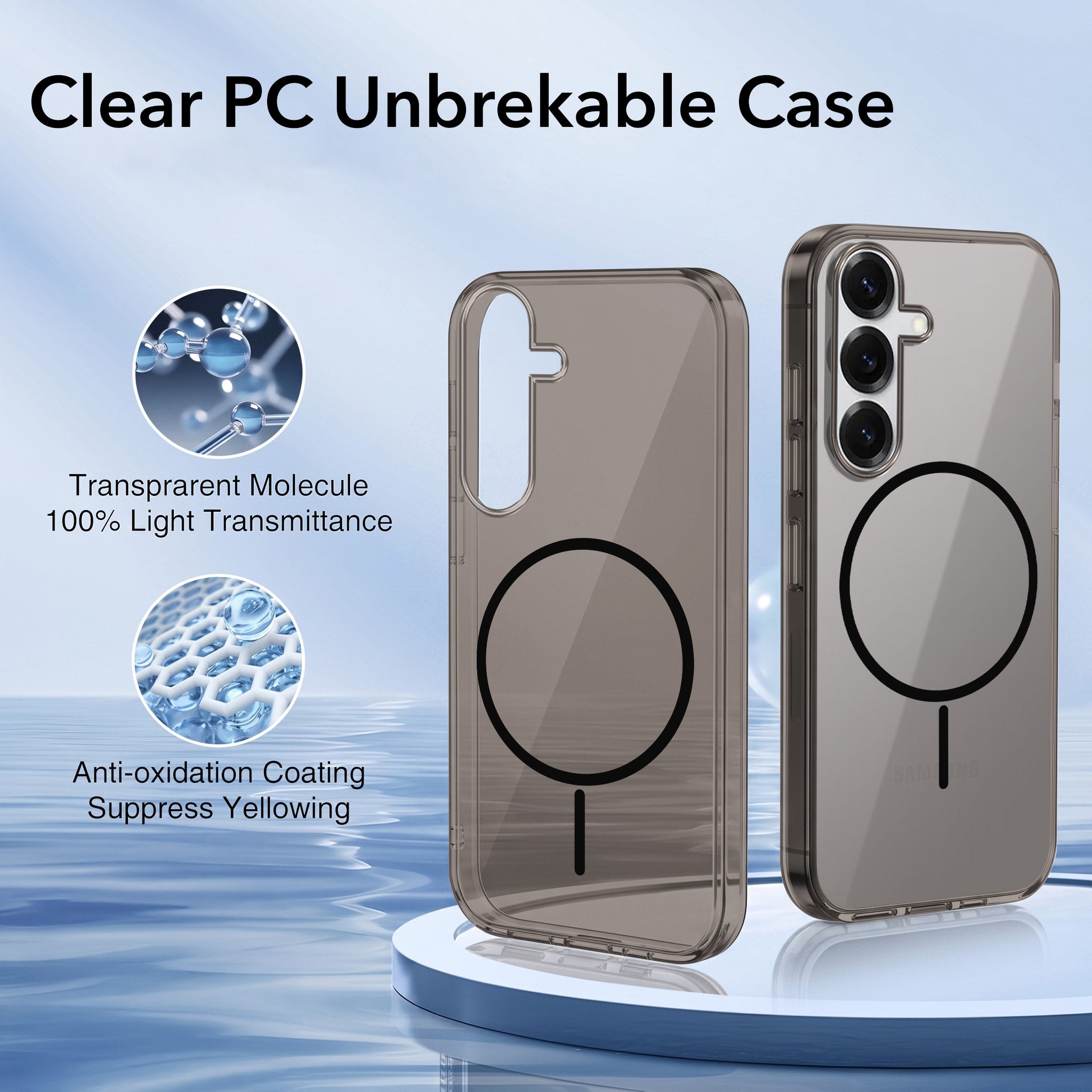 For Samsung Galaxy S25 Plus Back Case Cover Crystal Anti Yellow (Unbreakable PC | MagSafe Wireless Charging Support |Camera Protection Bump)