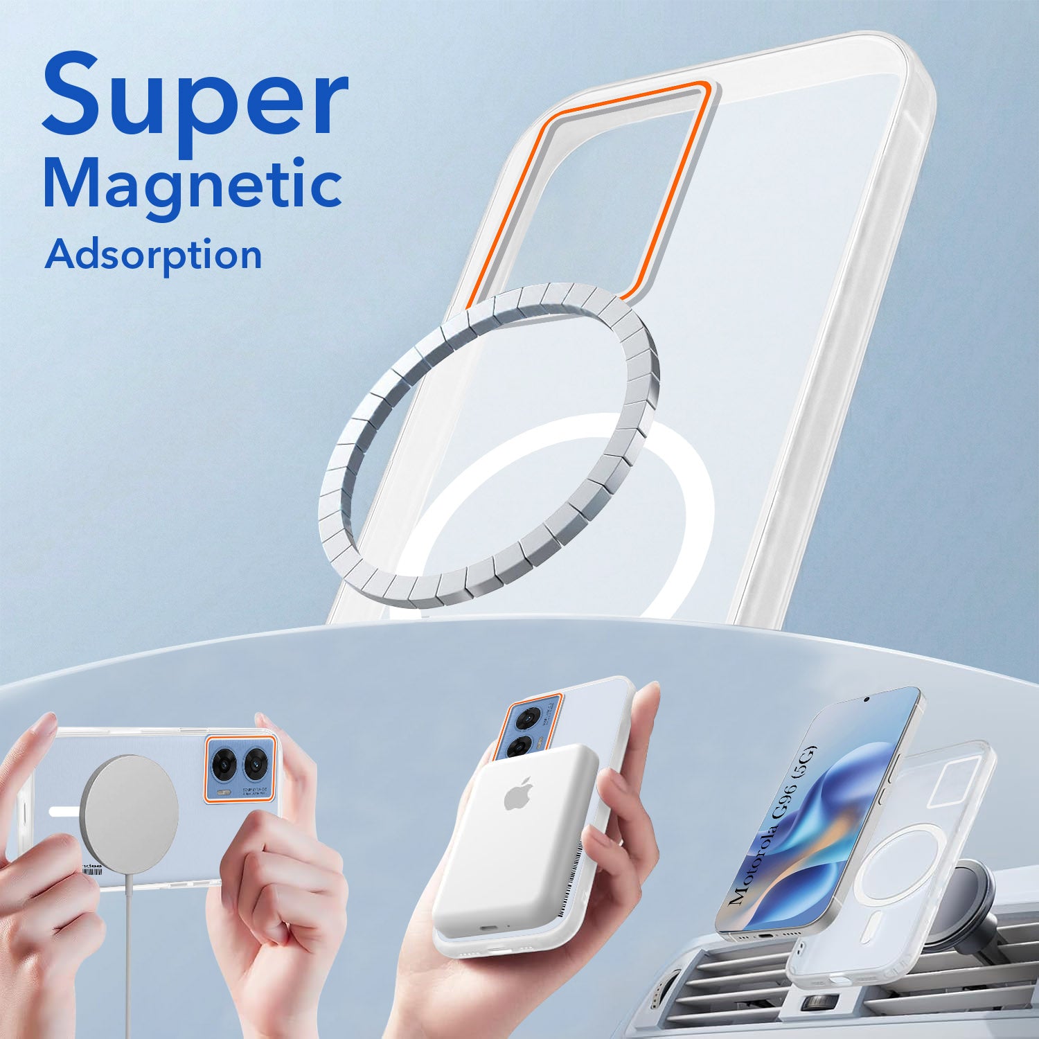 For Motorola Moto G96 Back Cover Case (Soft Touch | Camera Bump Protection | MagSafe Compatible | Matte Finish)