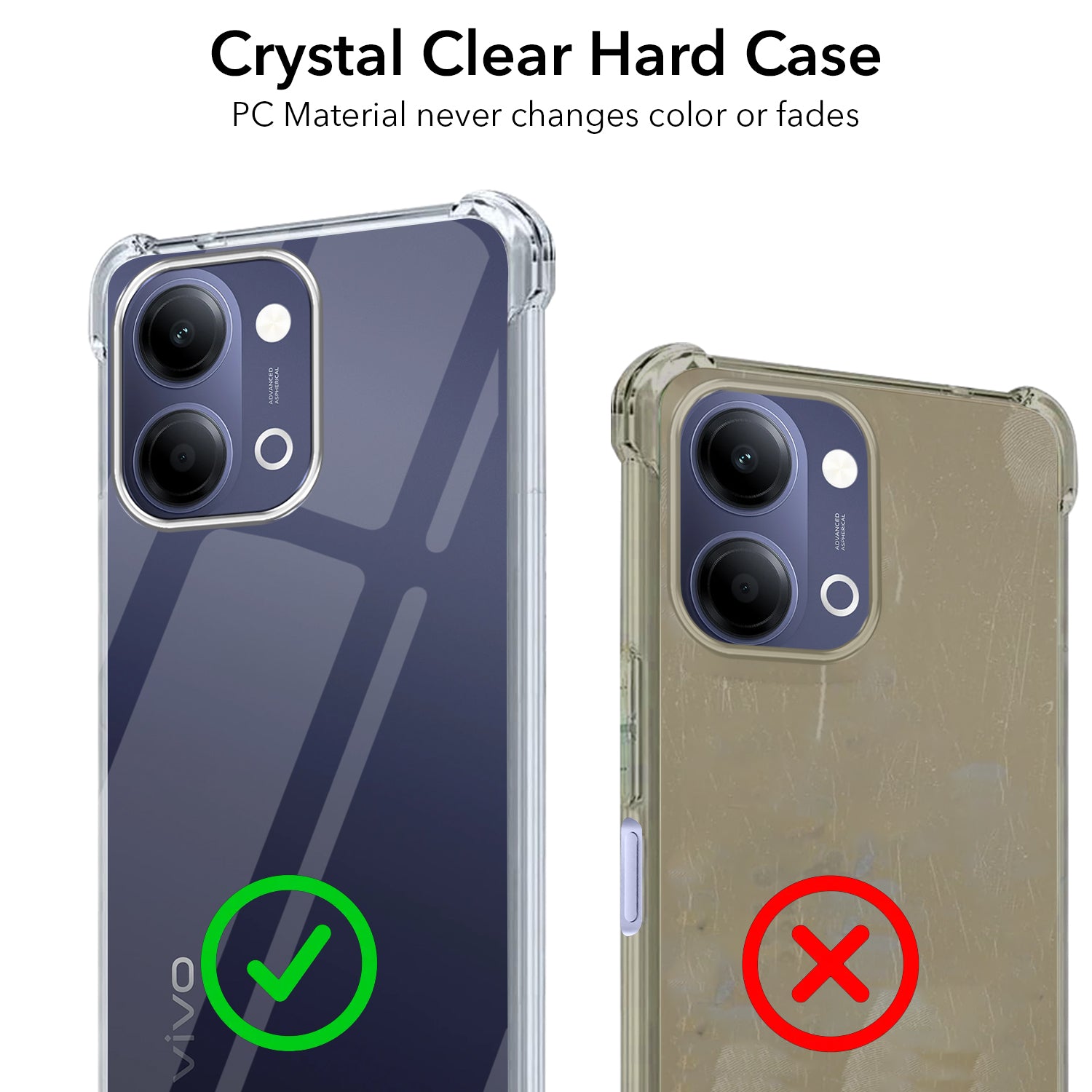 For Vivo Y05 (4G) | Vivo T5 Lite (5G) Back Cover Shockproof Crystal-Clear (Drop & Camera Protection | Hard Polycarbonate)