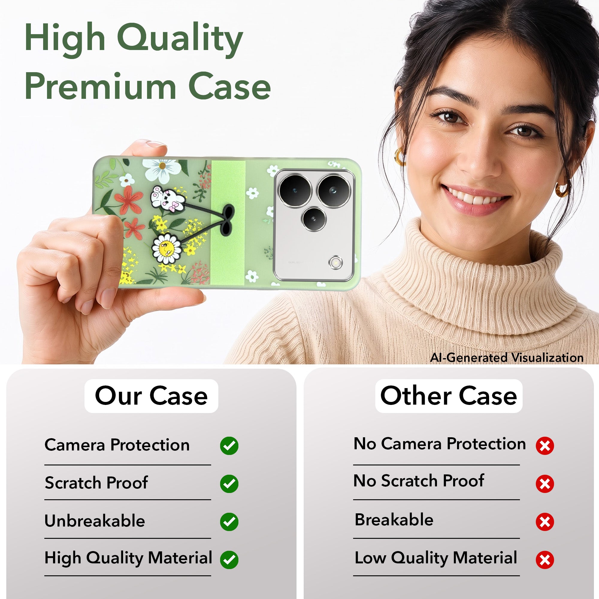For Realme P4 Pro Back Cover Case (3D Cute Cartoons | Hard Back Side Soft | Matte Premium Finish | HD Printing)