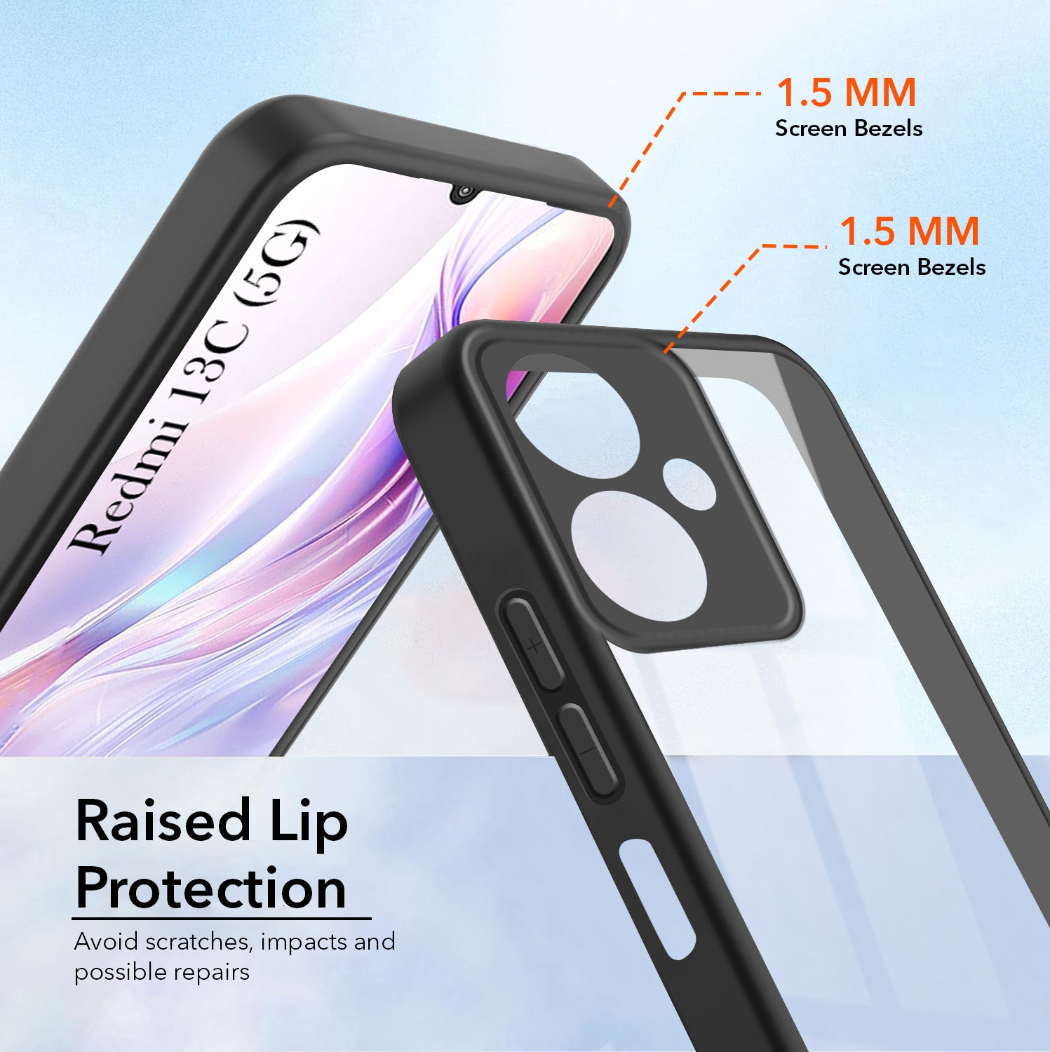For Redmi 13C 5G Back Cover Case Ultra-Hybrid (Lifetime Anti Yellow | Anti Scratch | Crystal Clear Shockproof)