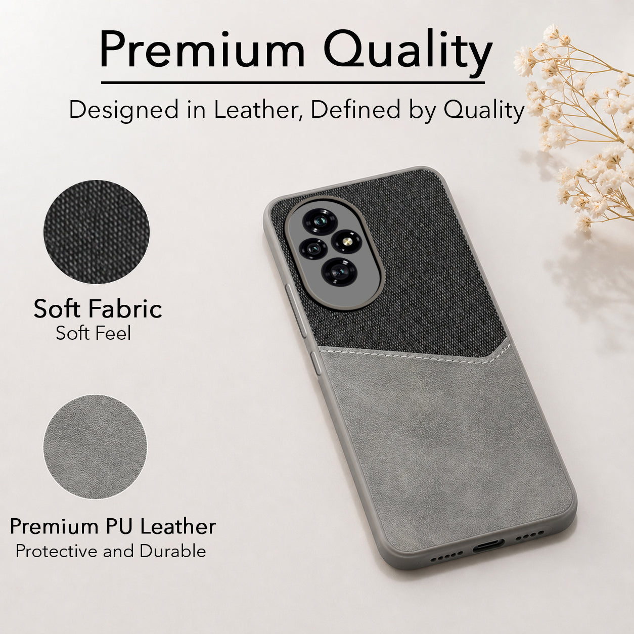 For Honor 200 5G Back Cover Case (Dual PU Leather Stitch | Professional Minimalist | Soft and Flexible)