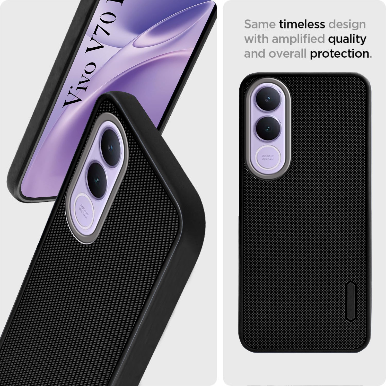 For Vivo V70 FE 5G Back Cover Case Rubberised (Textured Grip Design | Micro-Fiber Cloth Inside | Slim and Light Weight | Soft Touch and Feel)