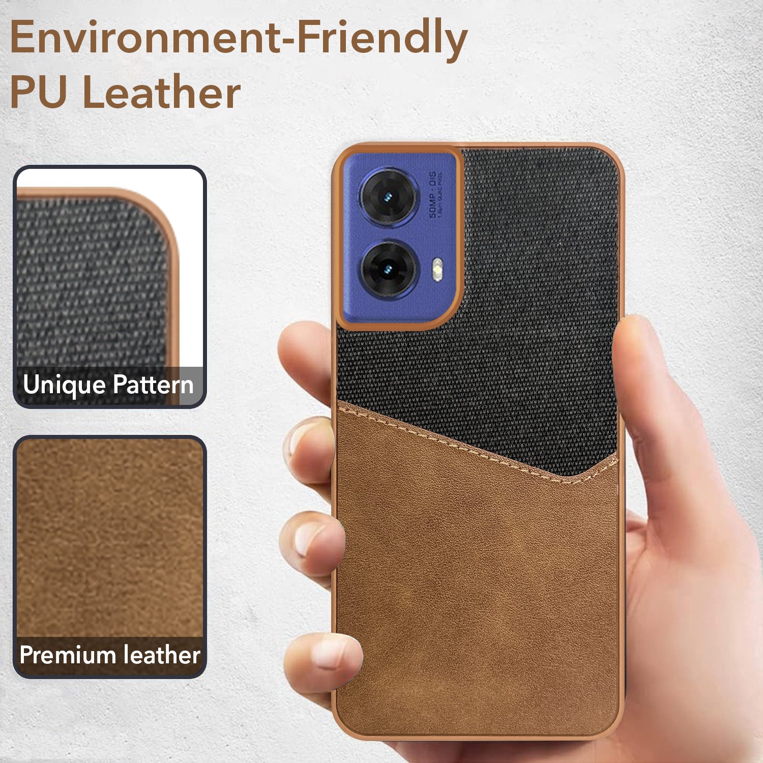 For Motorola Moto G85 Back Cover Case (Dual PU Leather Stitch | Professional Minimalist | Soft and Flexible)