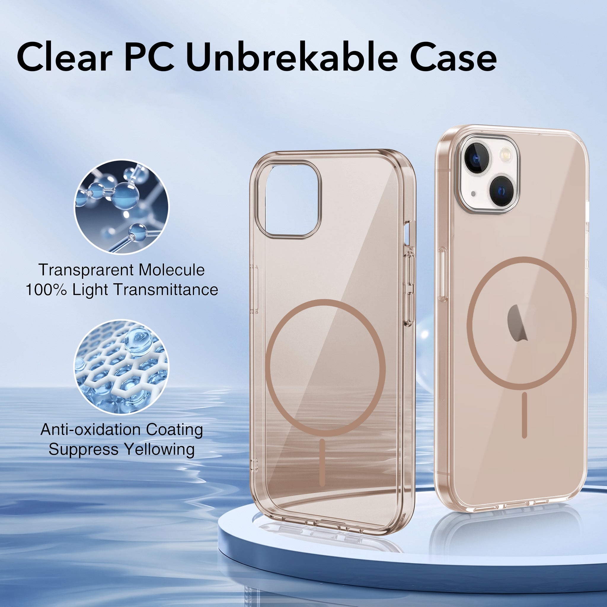 For Apple iPhone 13 Back Case Cover Crystal Anti Yellow (Unbreakable PC | MagSafe Wireless Charging Support |Camera Protection Bump)
