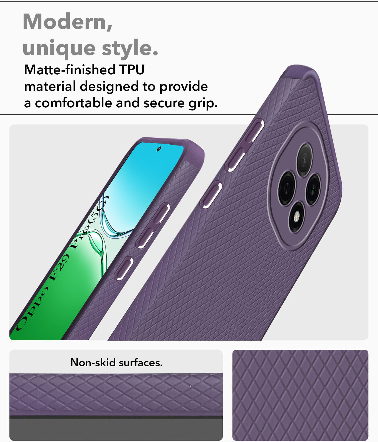 For Oppo F29 Pro Back Cover Case (Liquid Silicone | Side Grip | Camera Protection)